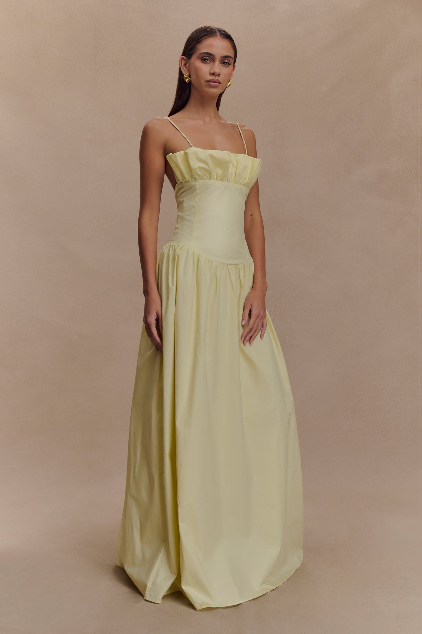Jupe Maxi Janis en Coton à Volants - Citron