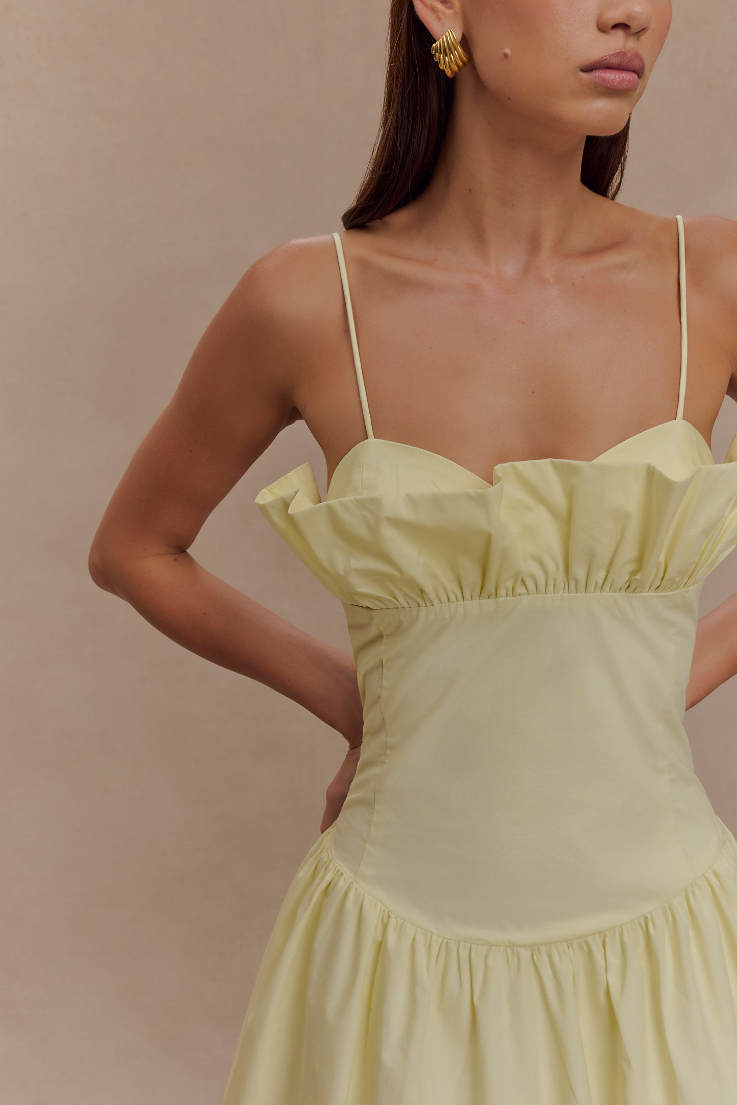 Jupe Maxi Janis en Coton à Volants - Citron