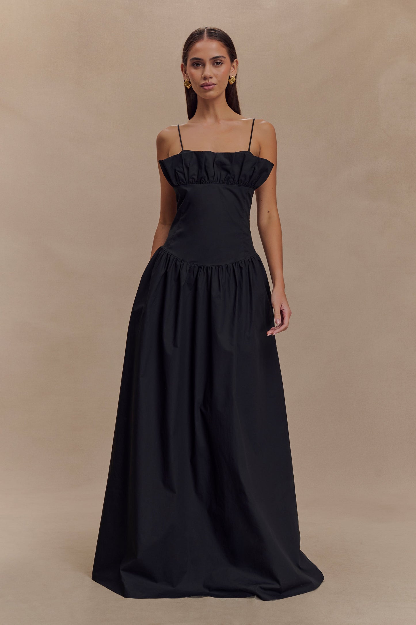 Jupe Maxi Janis en Coton à Volants - Noir