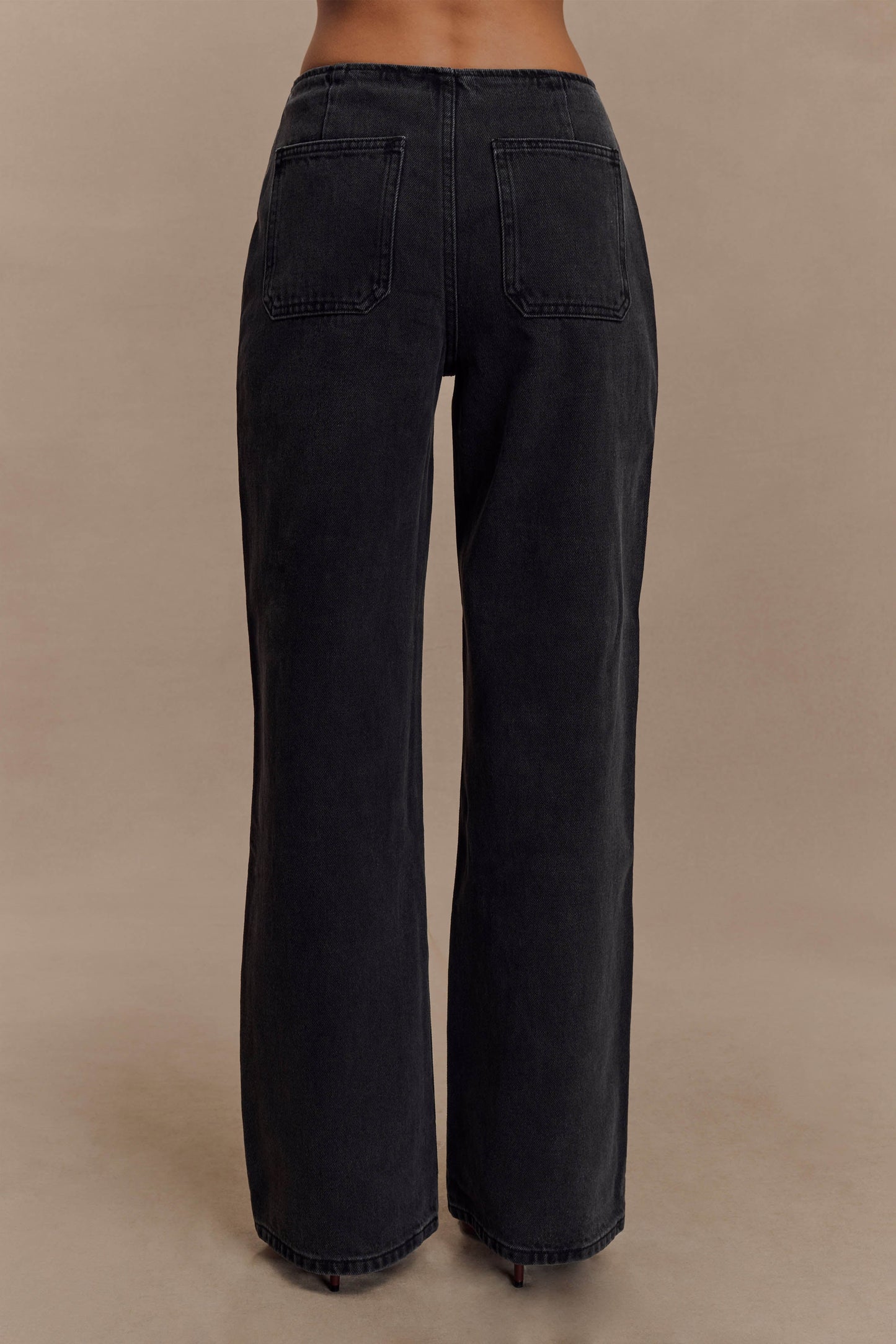 Jeans en jean taille mi-haute Caitlin - Noir délavé