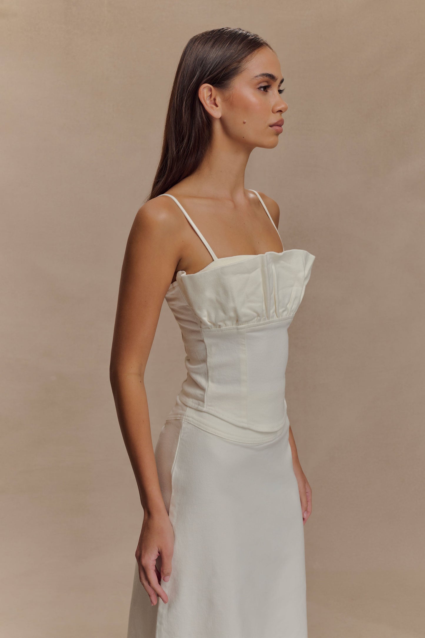 Corset en jean à volants Cecilia - Blanc