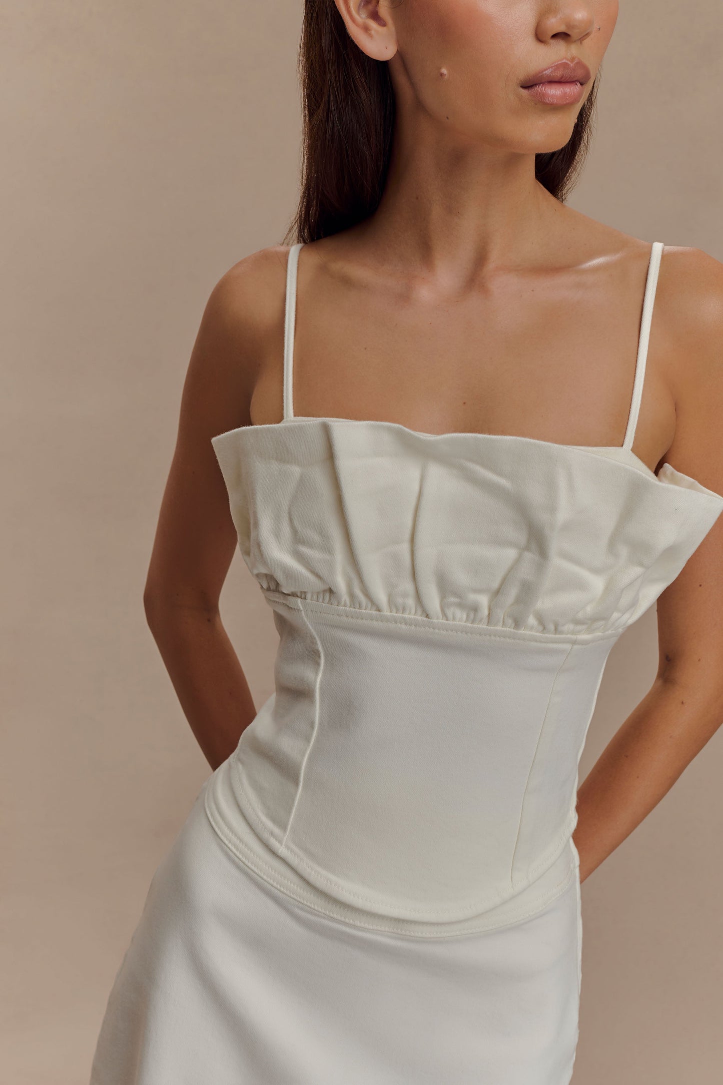 Corset en jean à volants Cecilia - Blanc