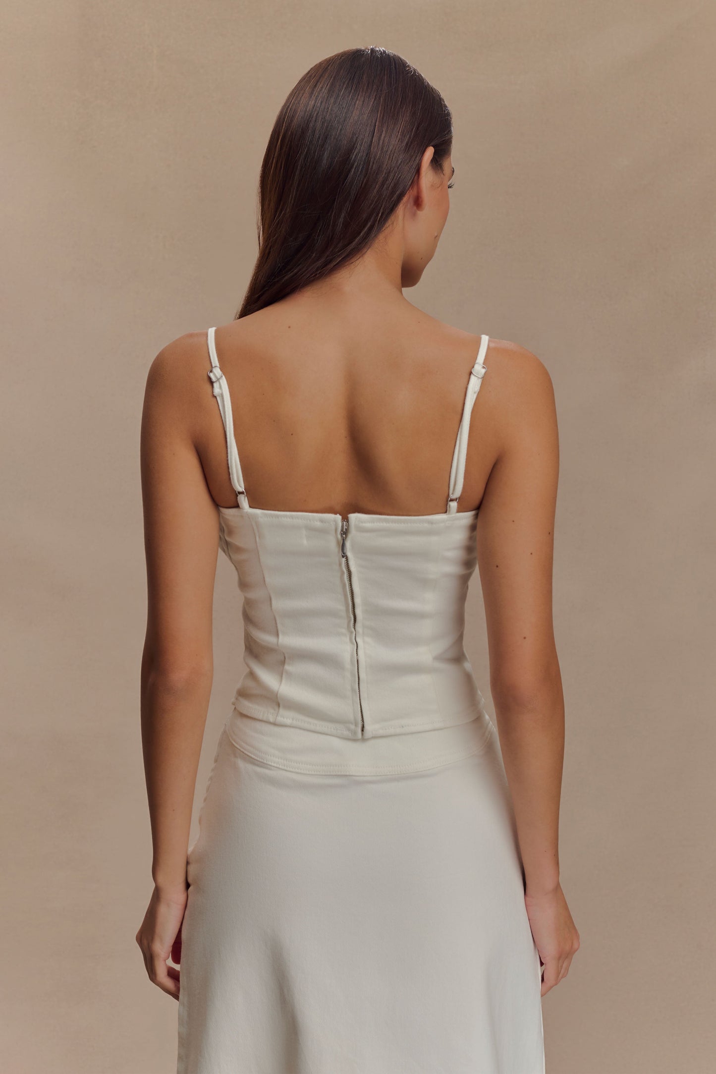 Corset en jean à volants Cecilia - Blanc