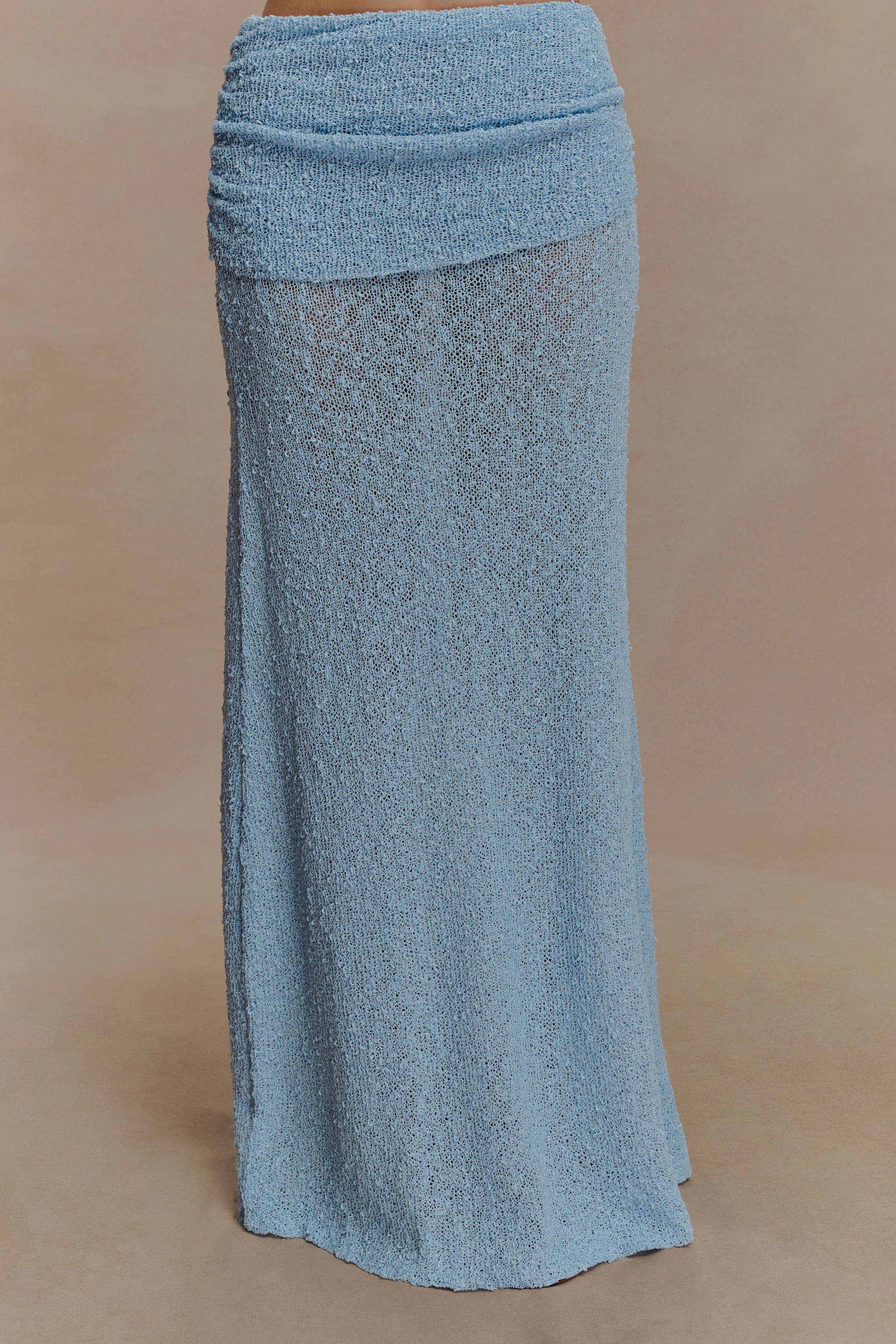 Jupe Maxi Tricoté à Plis Petra - Bleu Clair