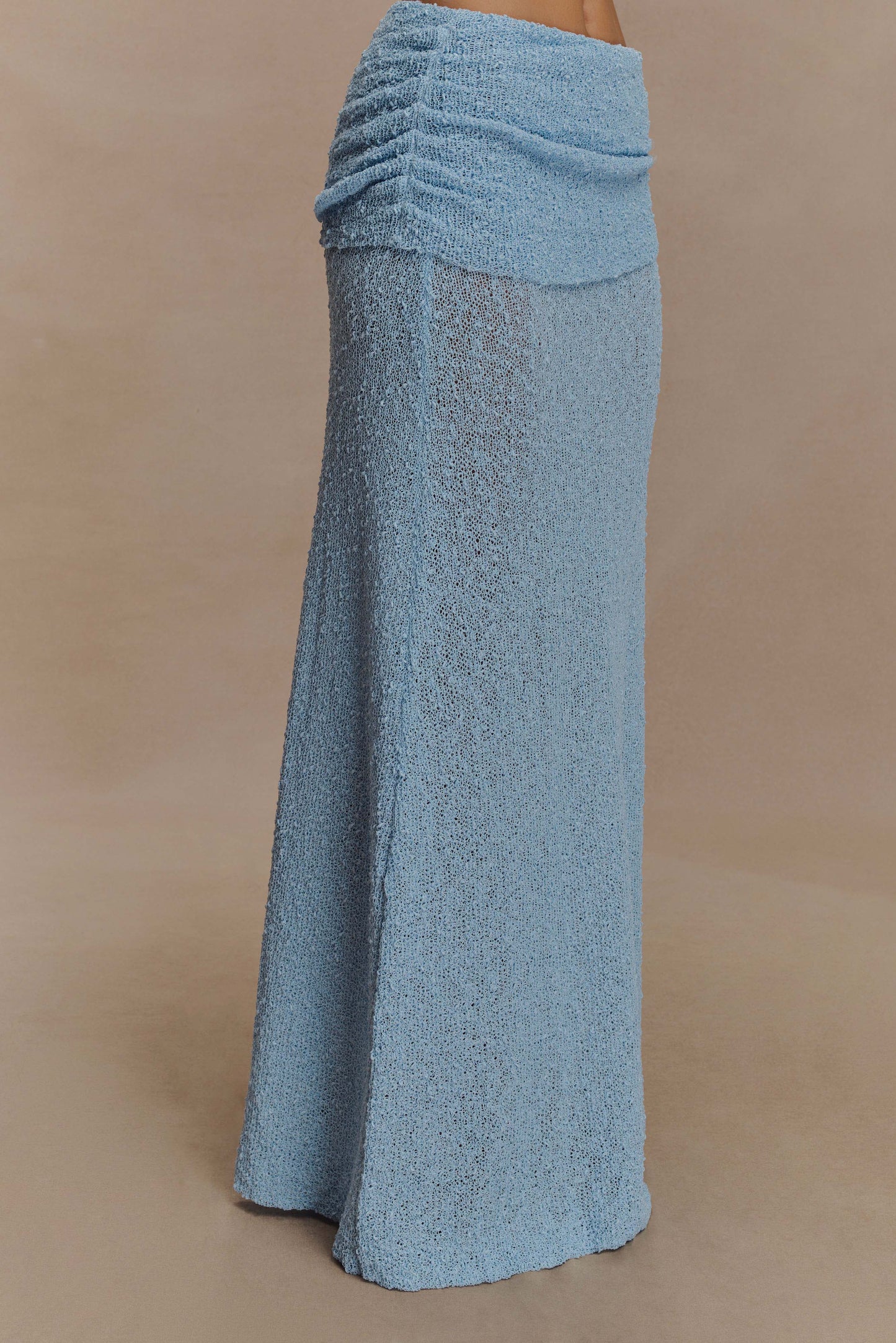 Jupe Maxi Tricoté à Plis Petra - Bleu Clair