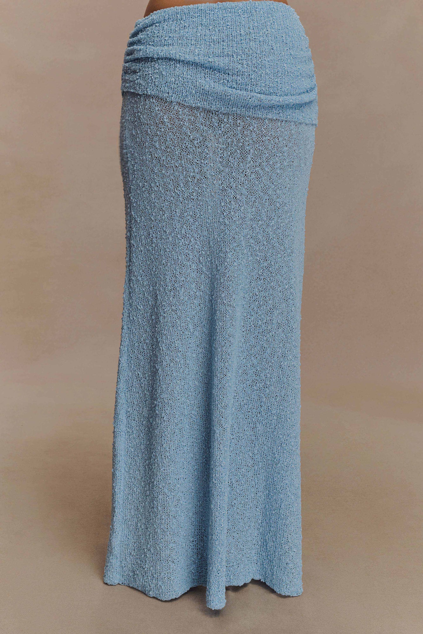 Jupe Maxi Tricoté à Plis Petra - Bleu Clair