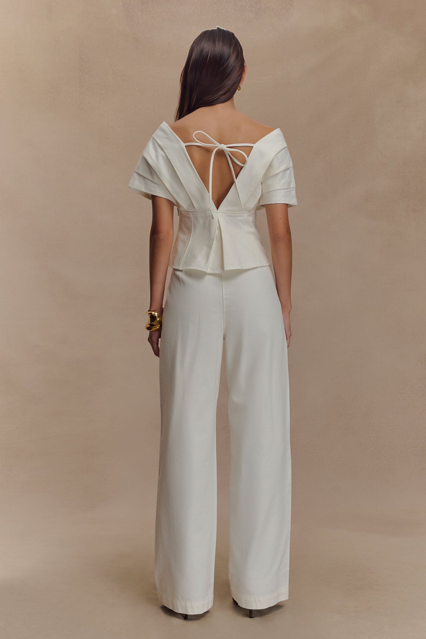 Rayne Haut en jean à épaules dénudées - Blanc