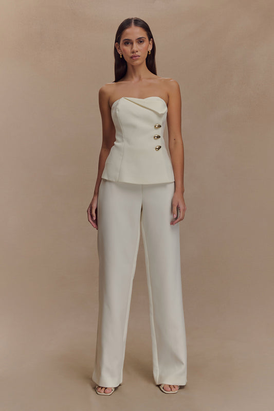 Pantalon tailleur droit Lindie - Ivoire
