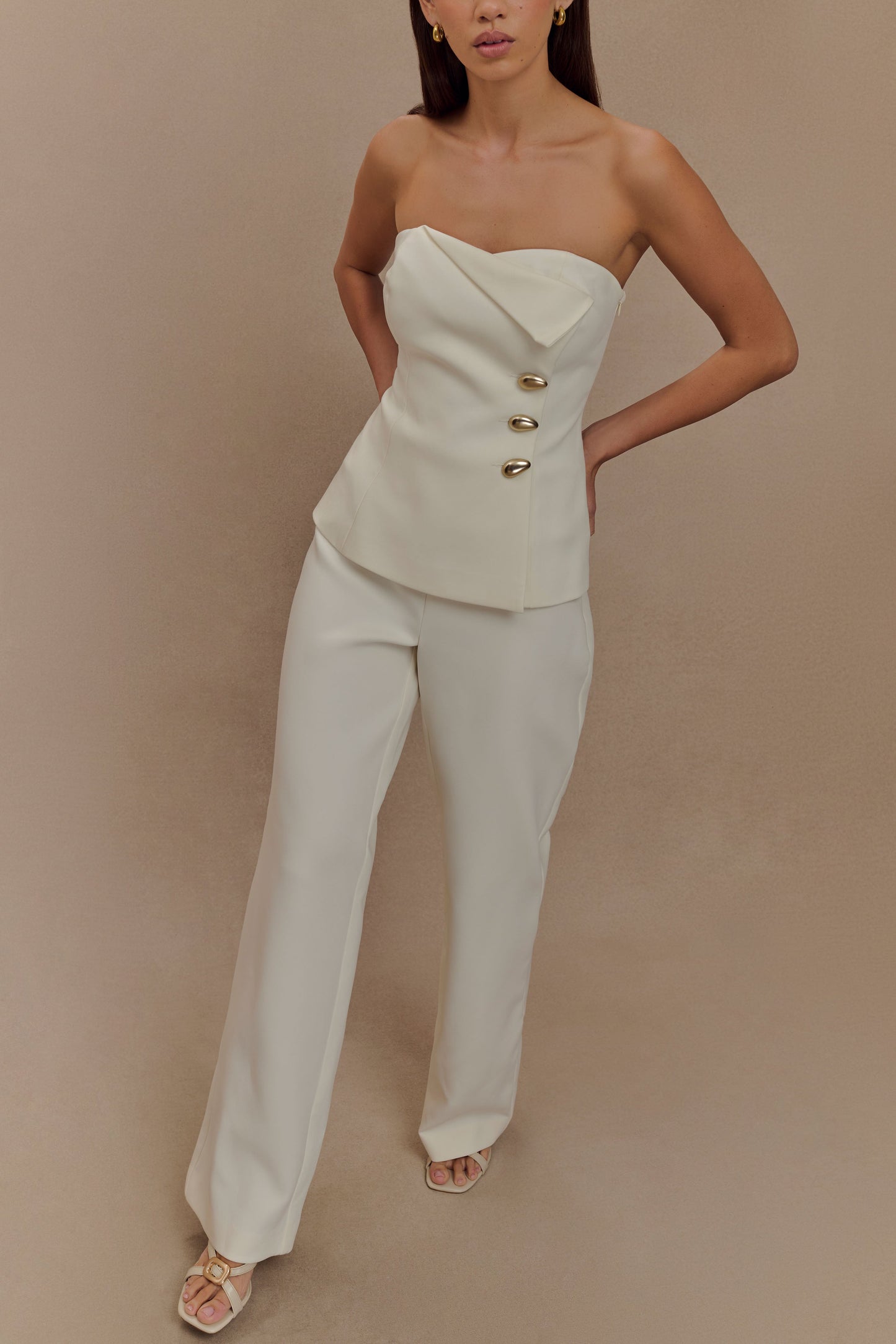 Pantalon tailleur droit Lindie - Ivoire