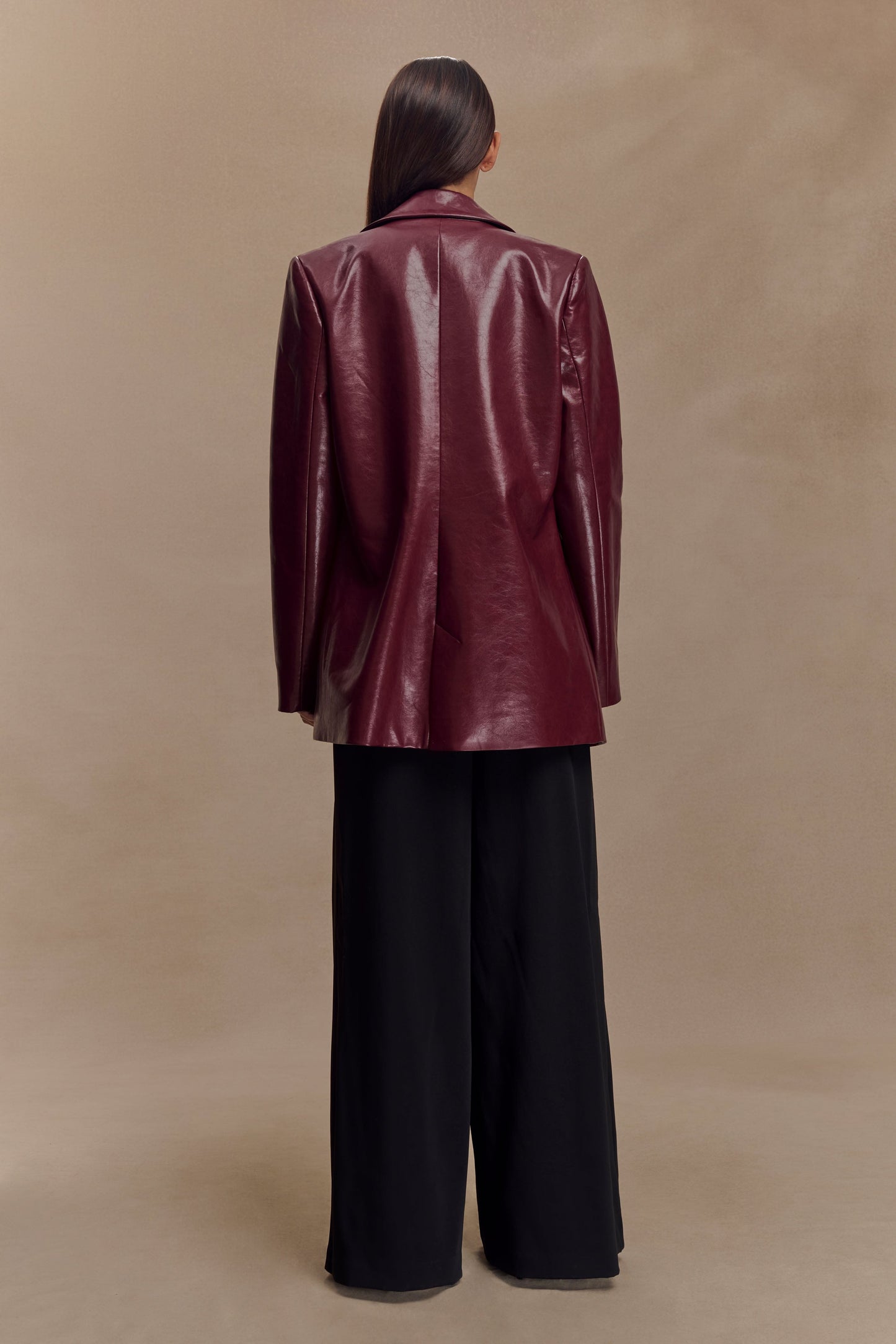 Manteau en simili cuir Deborah - Rouge cerise