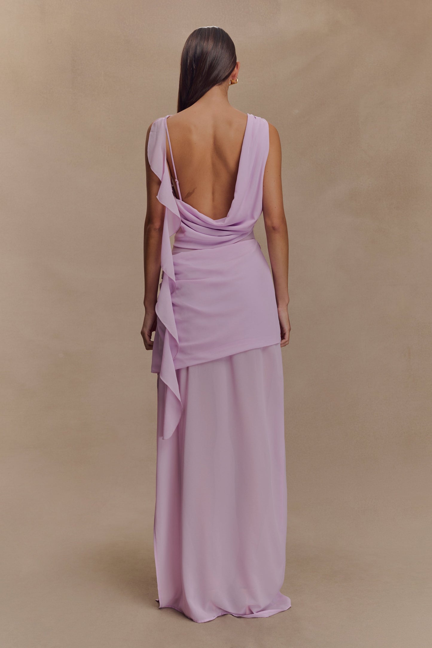Robe Maxi en Chiffon à Drapé Daria - Lilas Clair