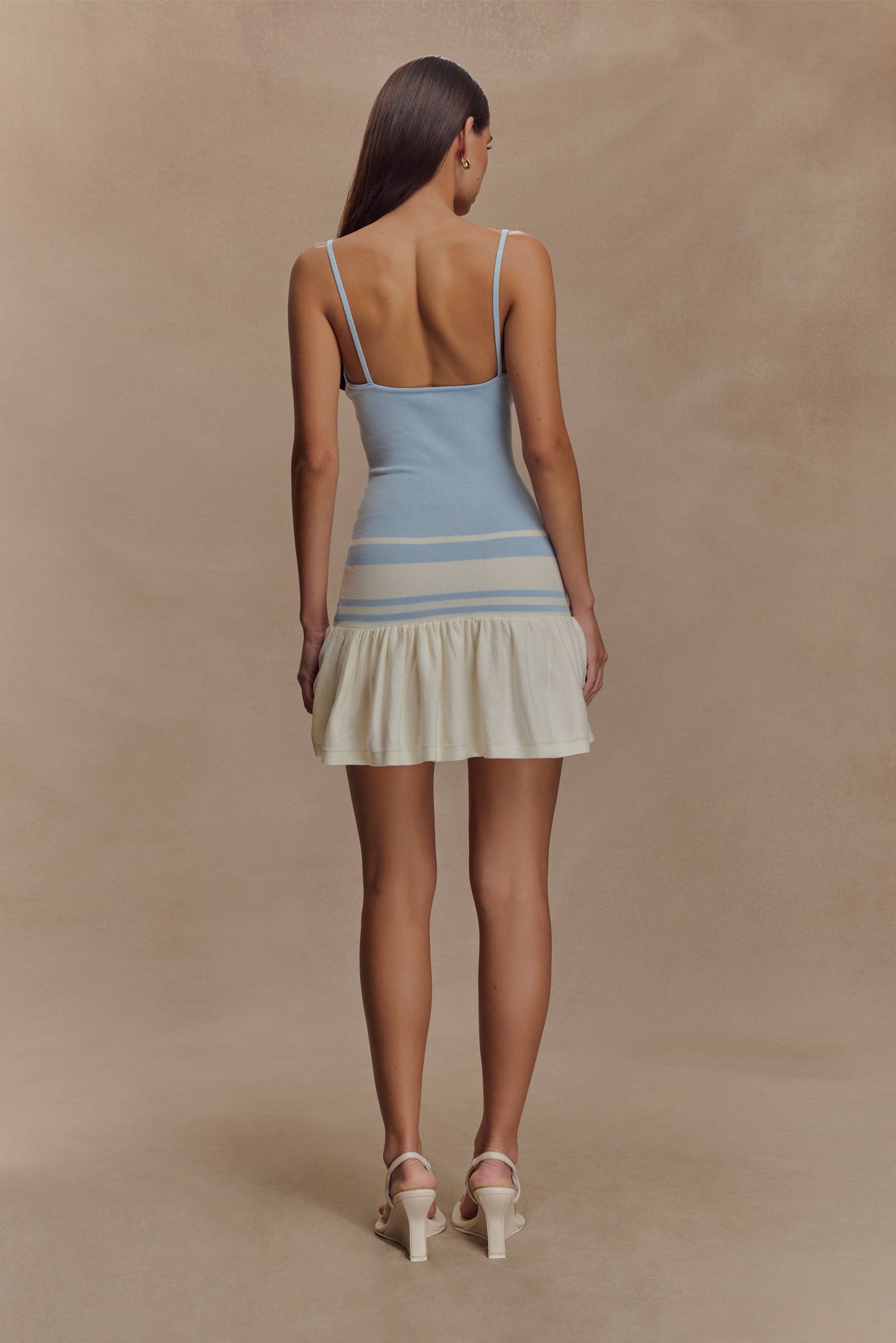 Robe mini en tricot contrastée Ellison - Bleu/Blanc