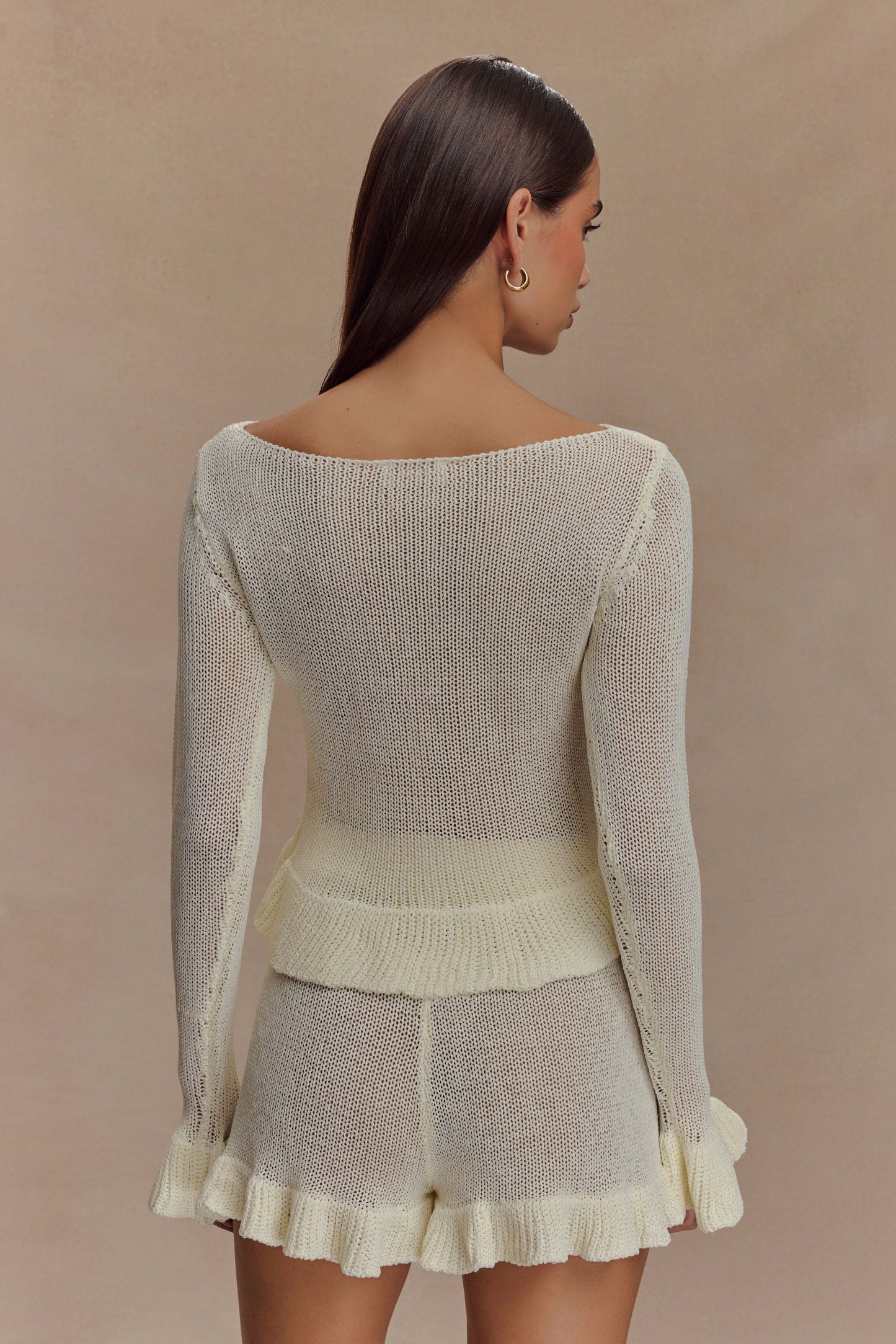 Cardigan à volants en tricot Eleanor - Blanc