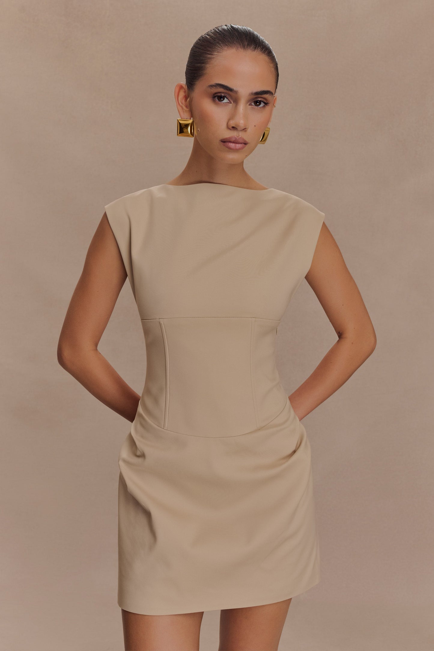 Mini-robe sans manches Doris - Camel