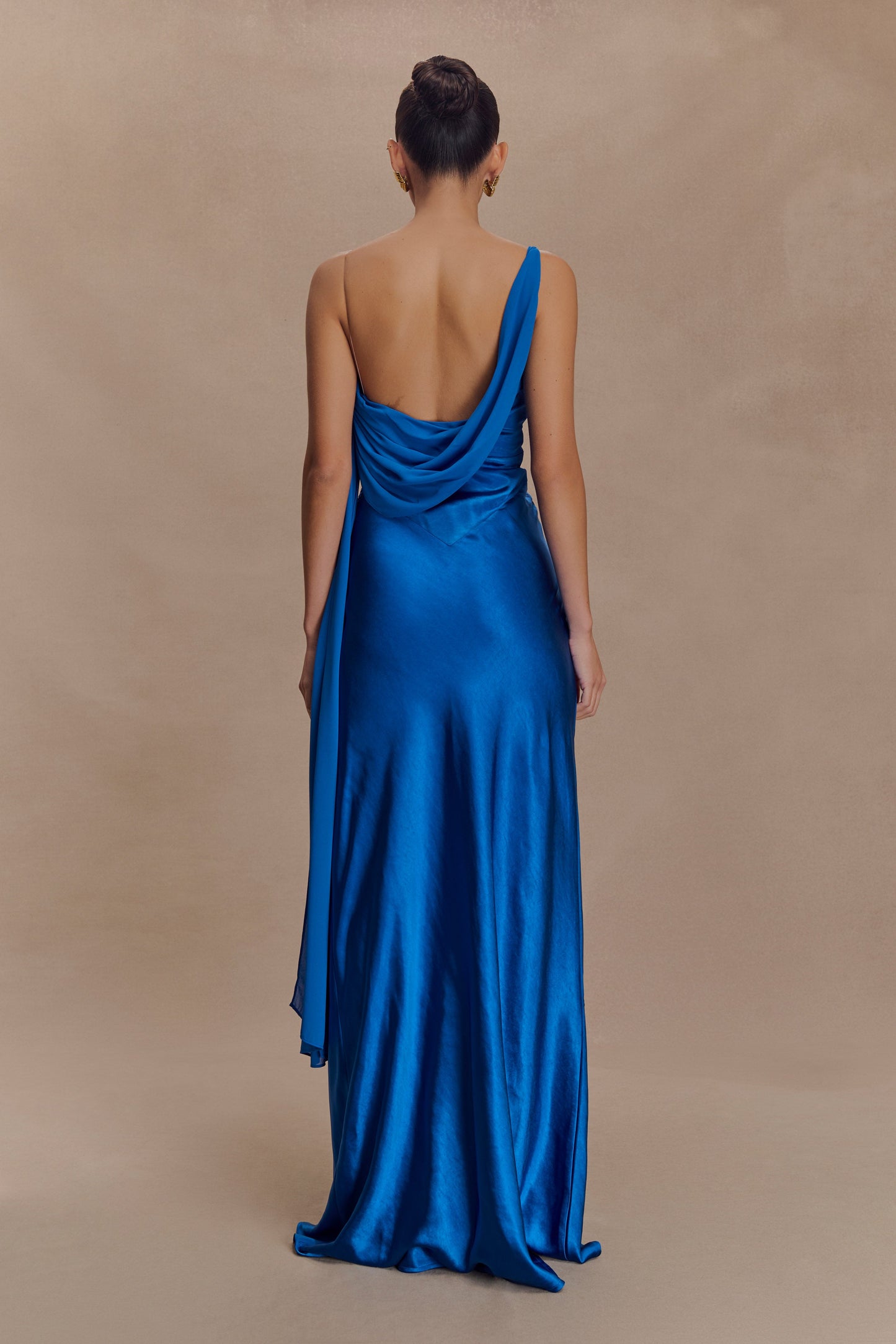 Robe Maxi Carah en Satin et Chiffon - Cobalt