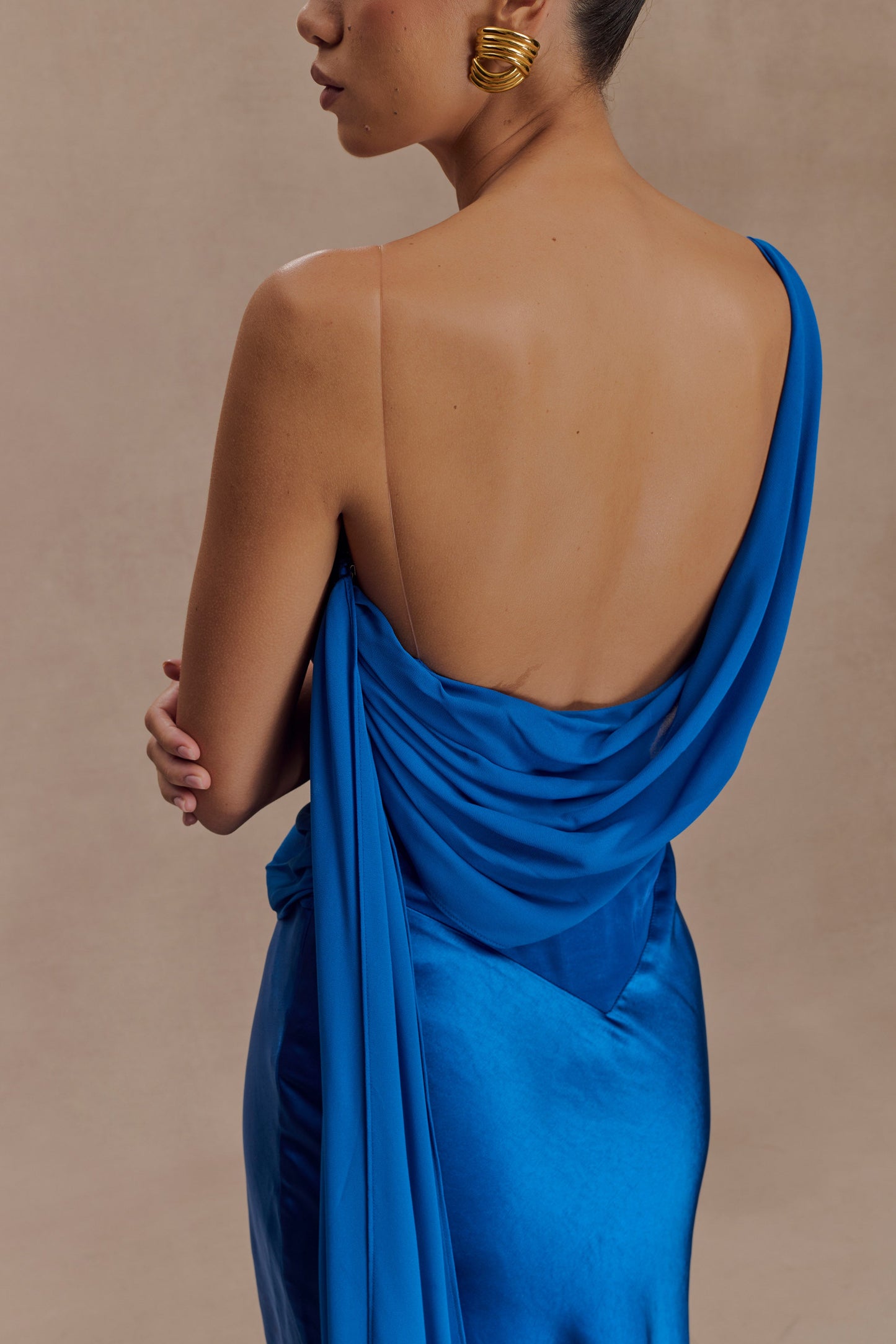 Robe Maxi Carah en Satin et Chiffon - Cobalt