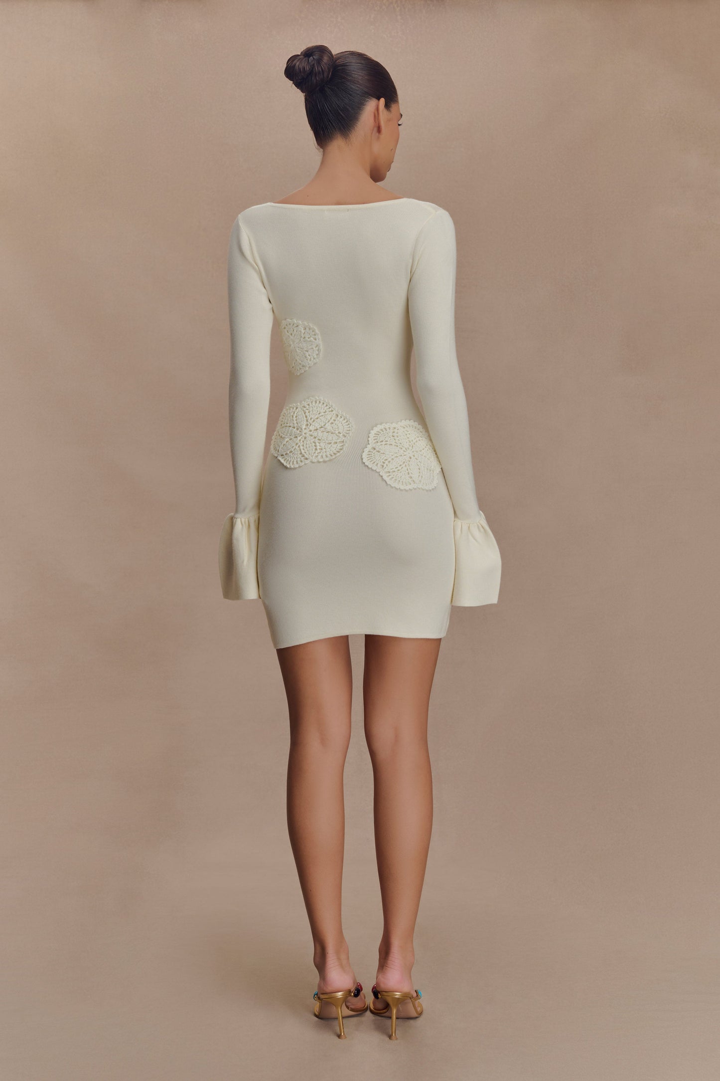 Mini-robe en tricot crochet Amari - Ivoire