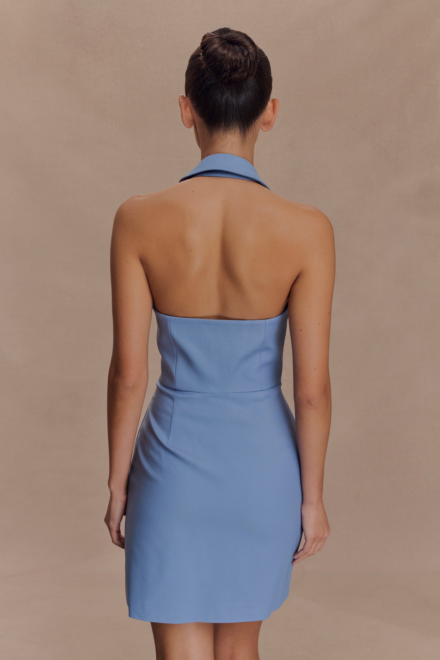 Robe mini halter Ruth Cotton - Bleu océan