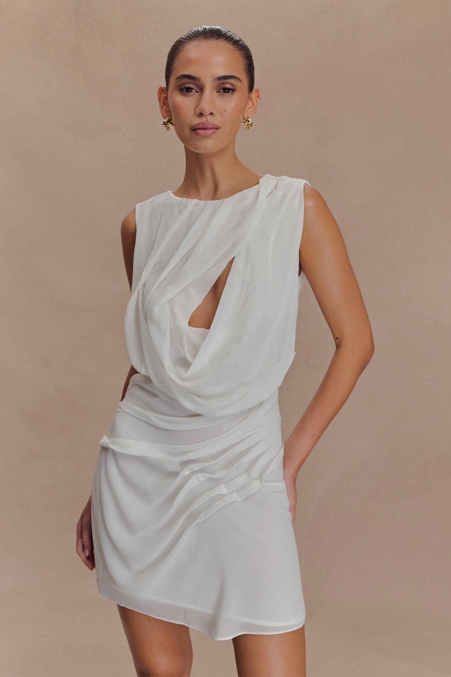 Robe mini en mousseline Oria - Blanche