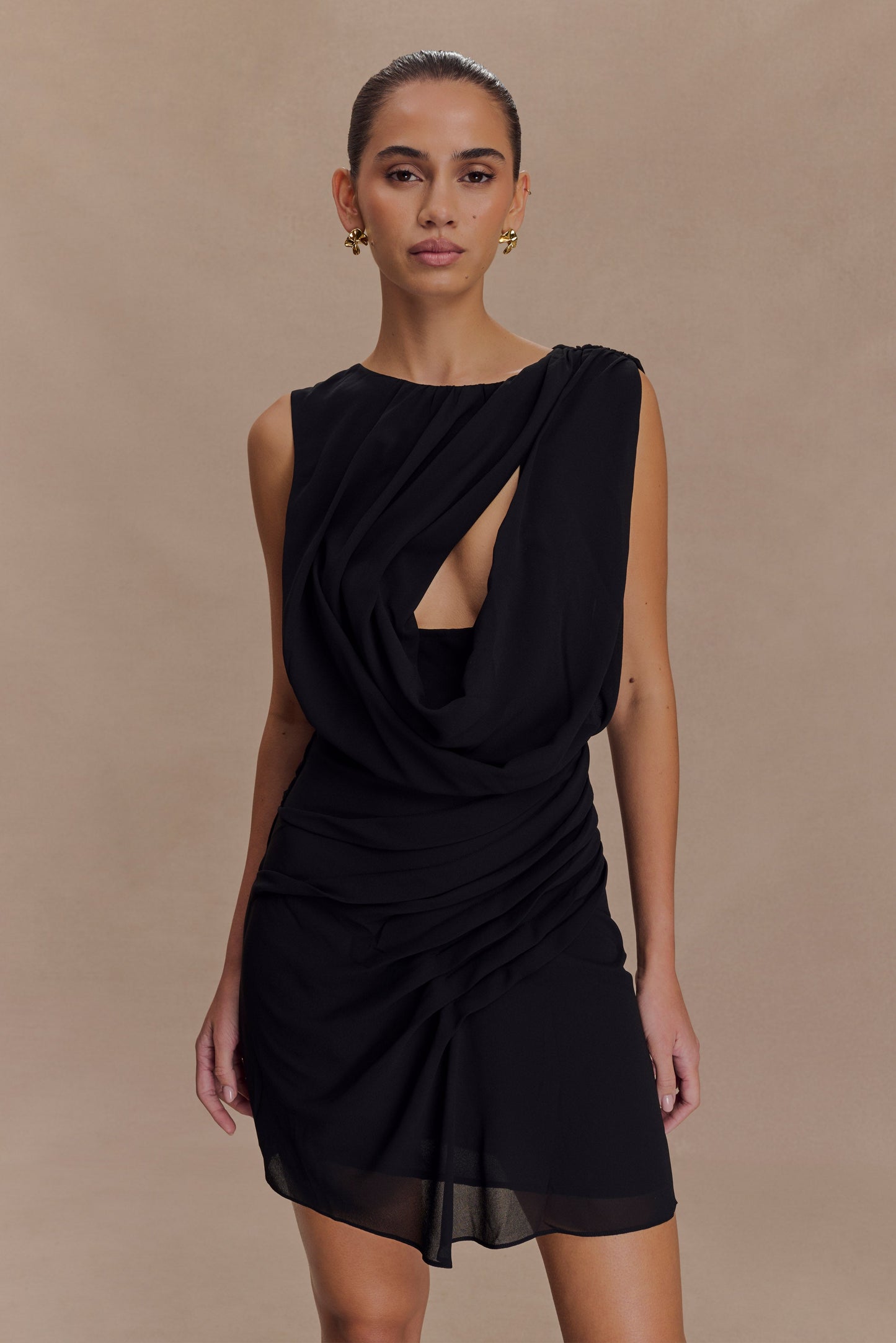 Robe mini en mousseline Oria - Noir