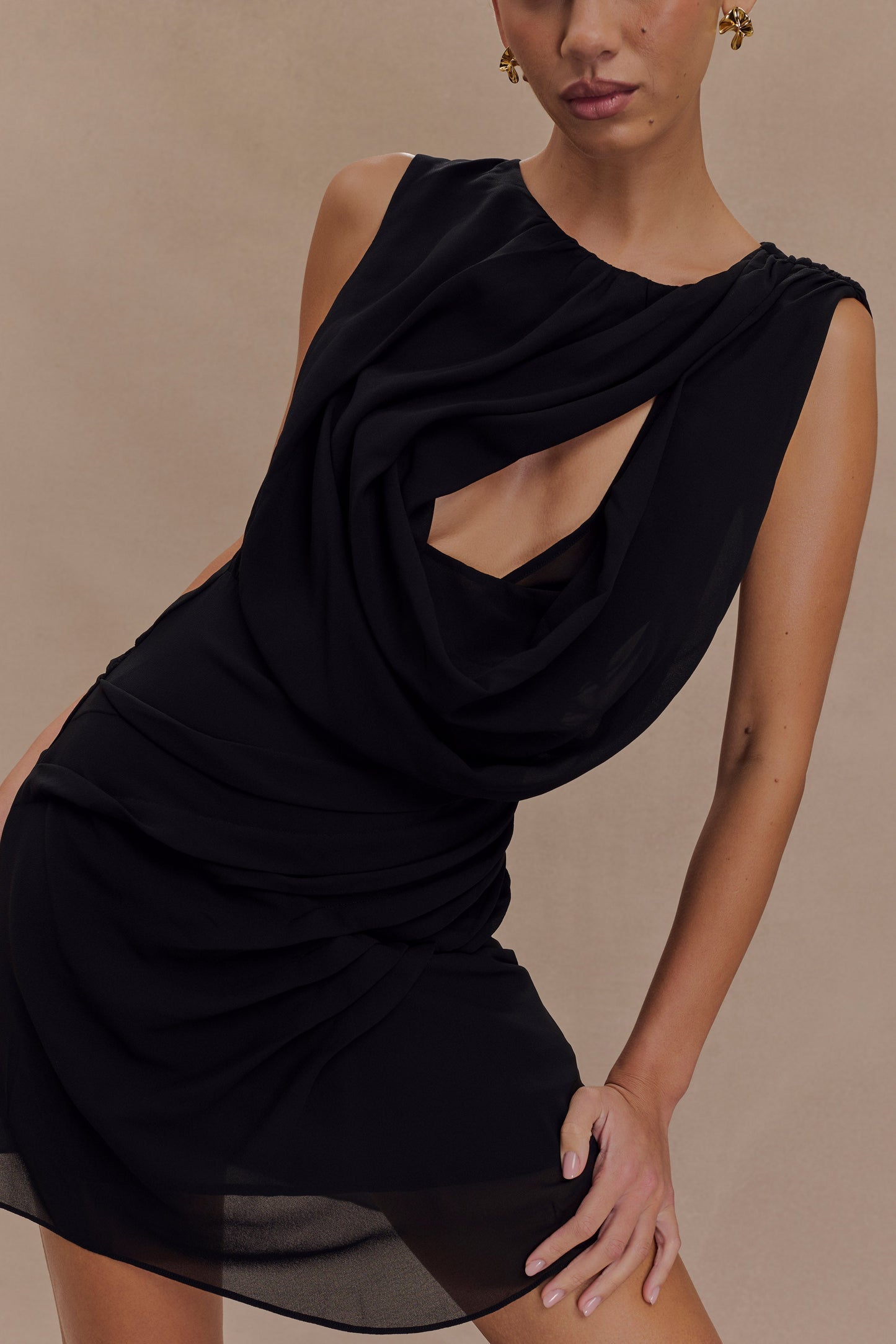 Robe mini en mousseline Oria - Noir