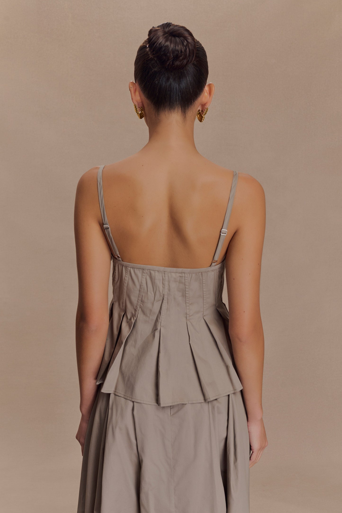 Mae, haut en coton - Brun-gris