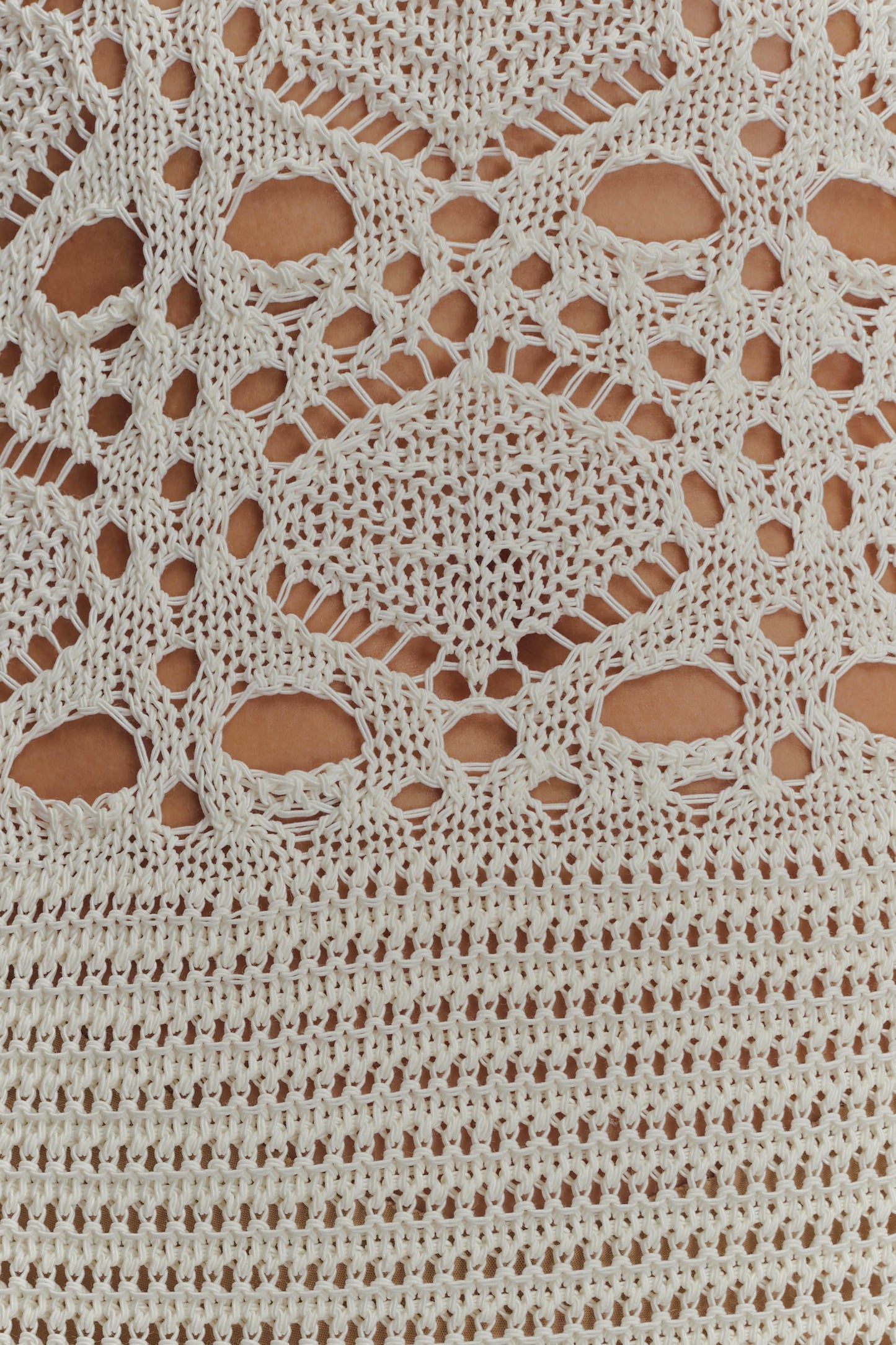 Mini-robe en tricot crochet Everette - Ivoire