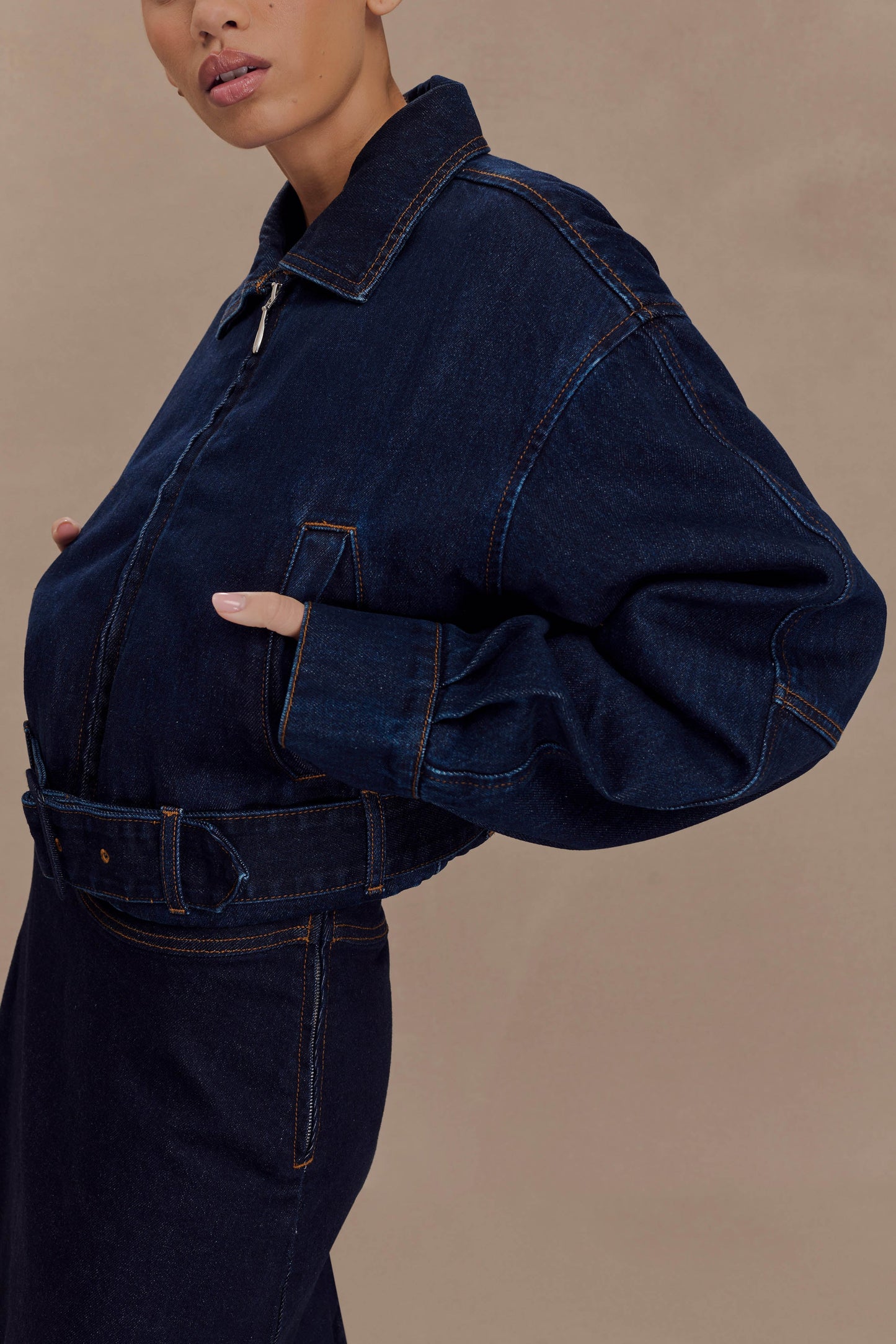 Veste en jean courte Fallon - Bleu indigo