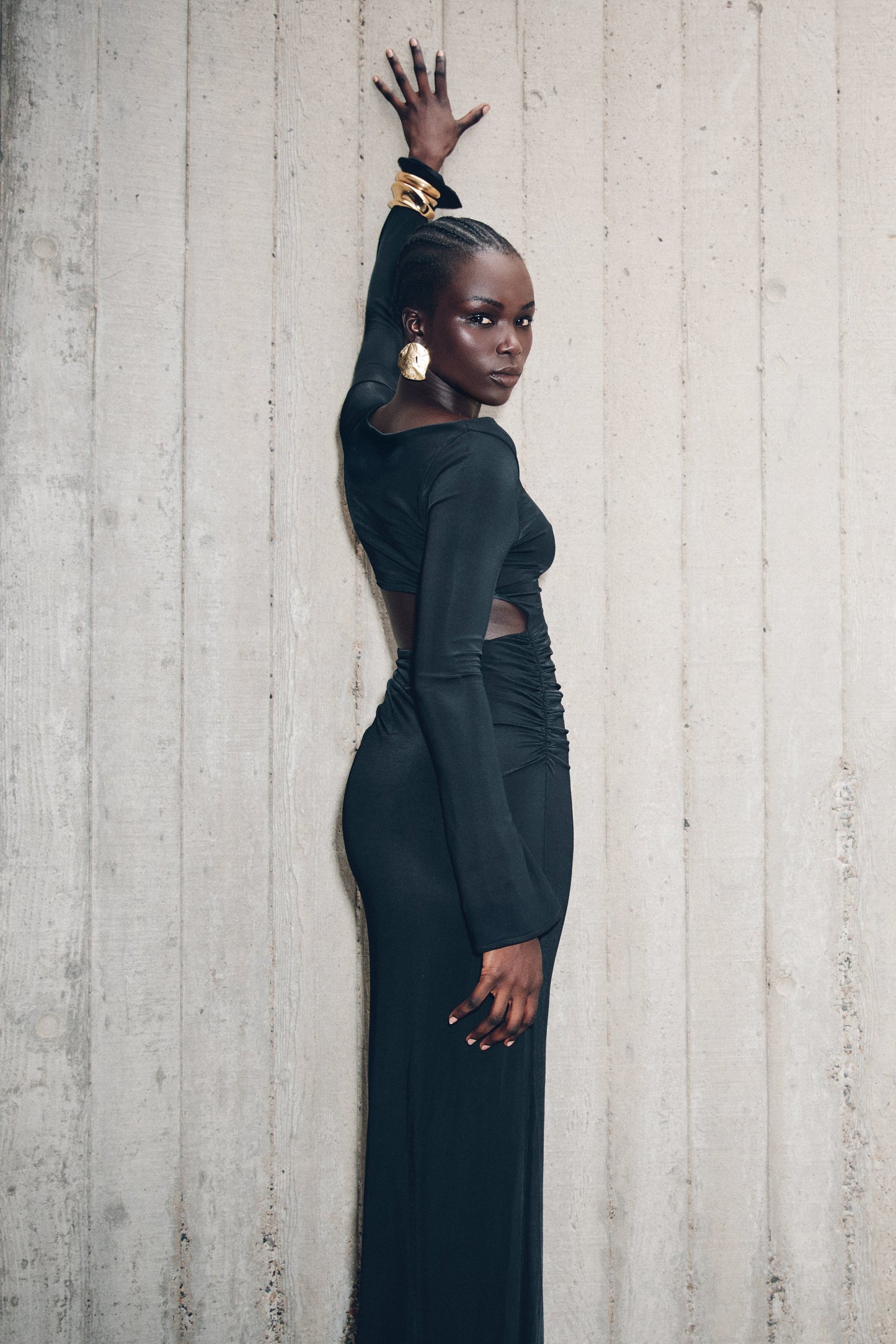 Robe Maxi Vienna en Mousseline à Découpes - Noir