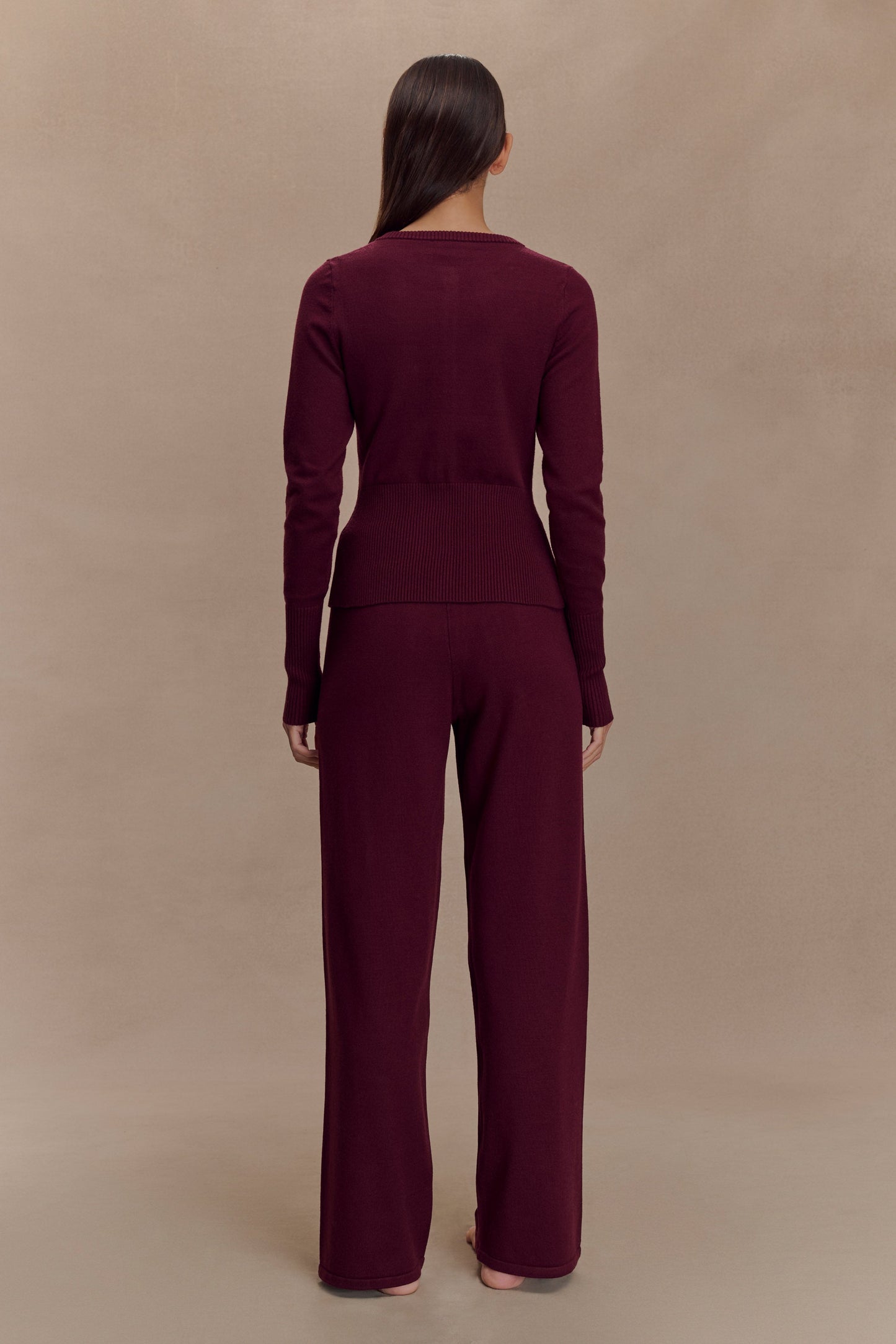 Cardigan en tricot ajusté Reese - Merlot