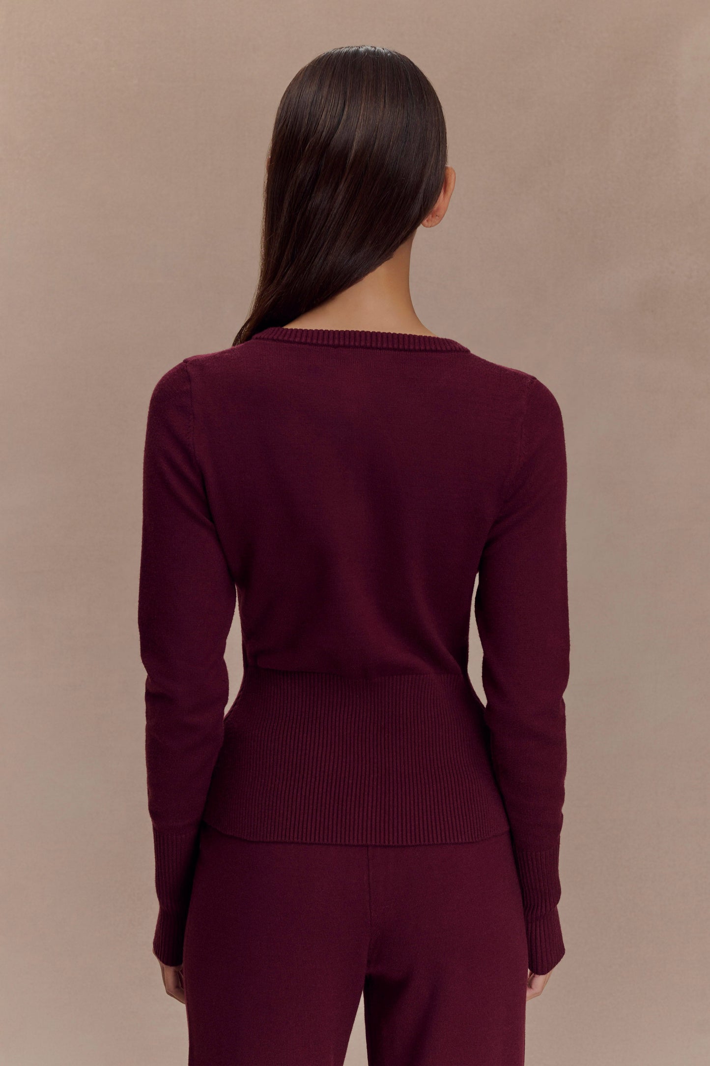 Cardigan en tricot ajusté Reese - Merlot