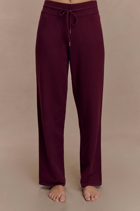 Pantalon large en tricot Natalya - Merlot