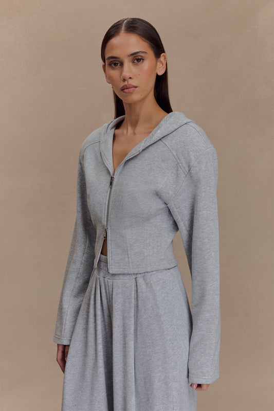 Sweat à capuche zippé Quinn - Gris clair chiné