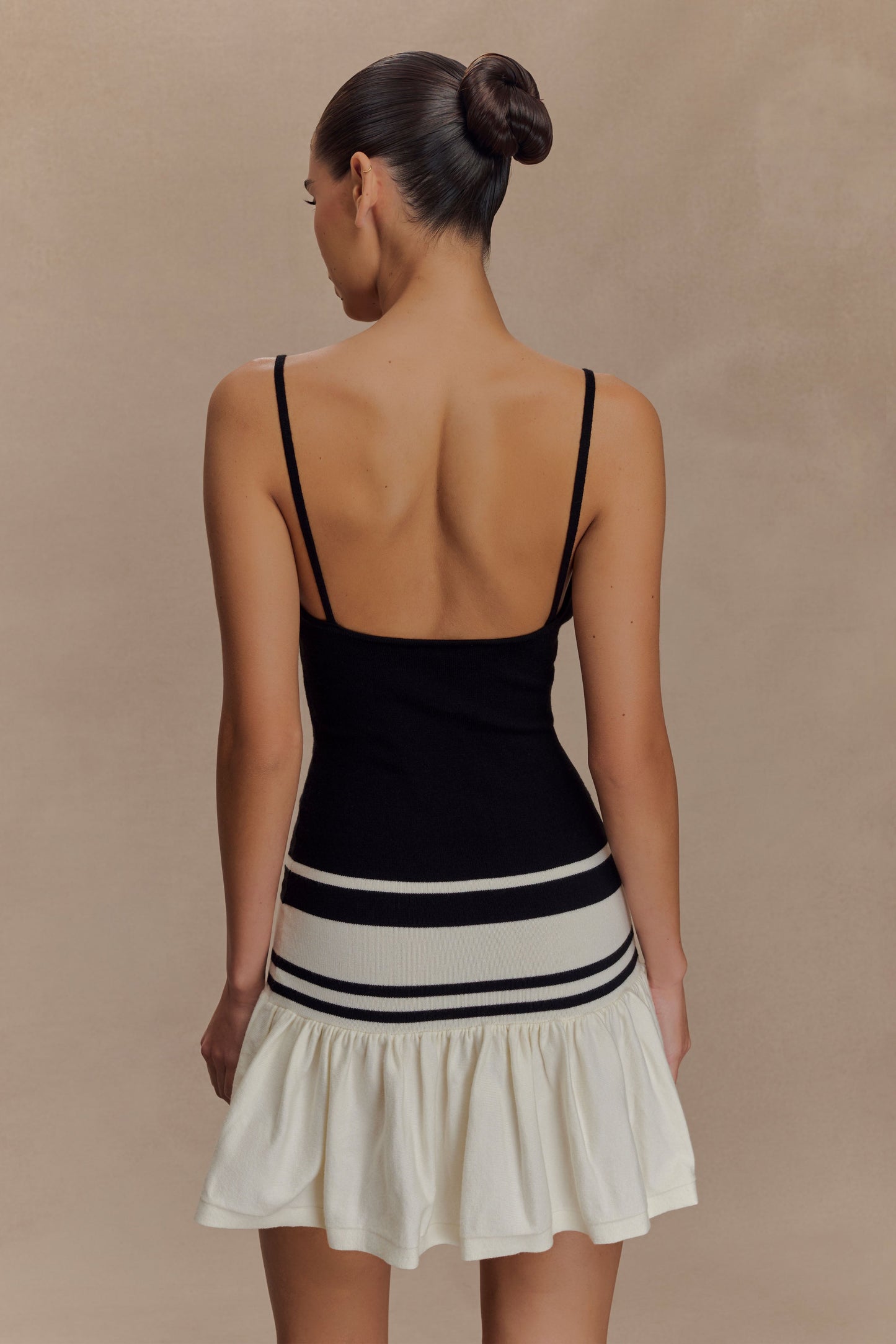 Robe mini en tricot contrasté Ellison - Noir/Blanc