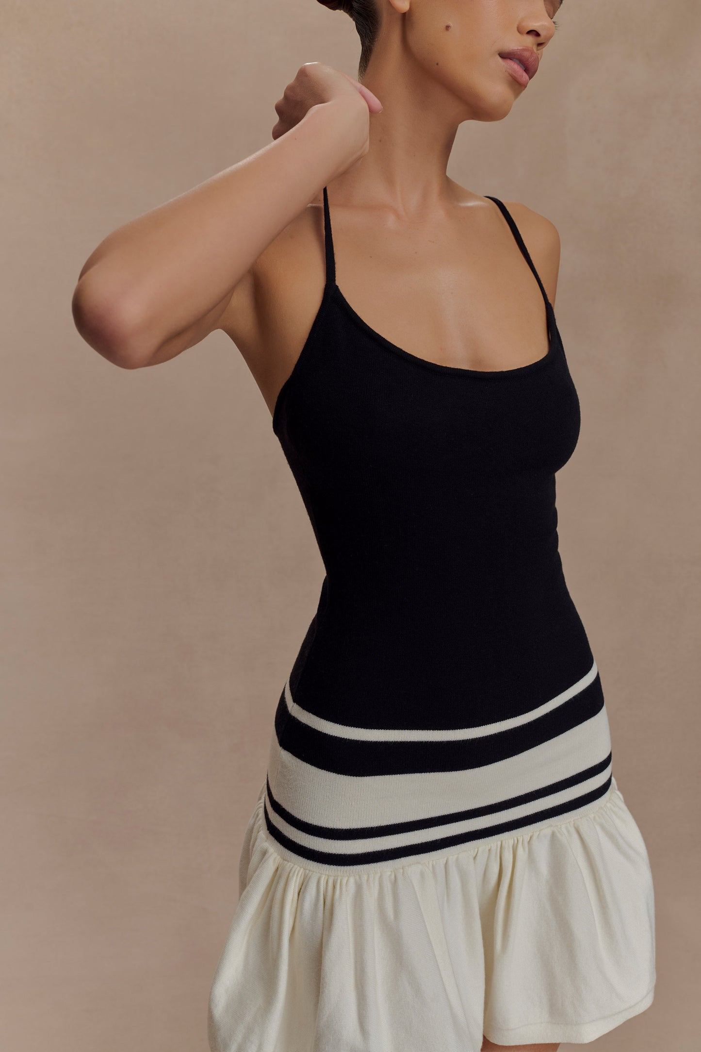 Robe mini en tricot contrasté Ellison - Noir/Blanc