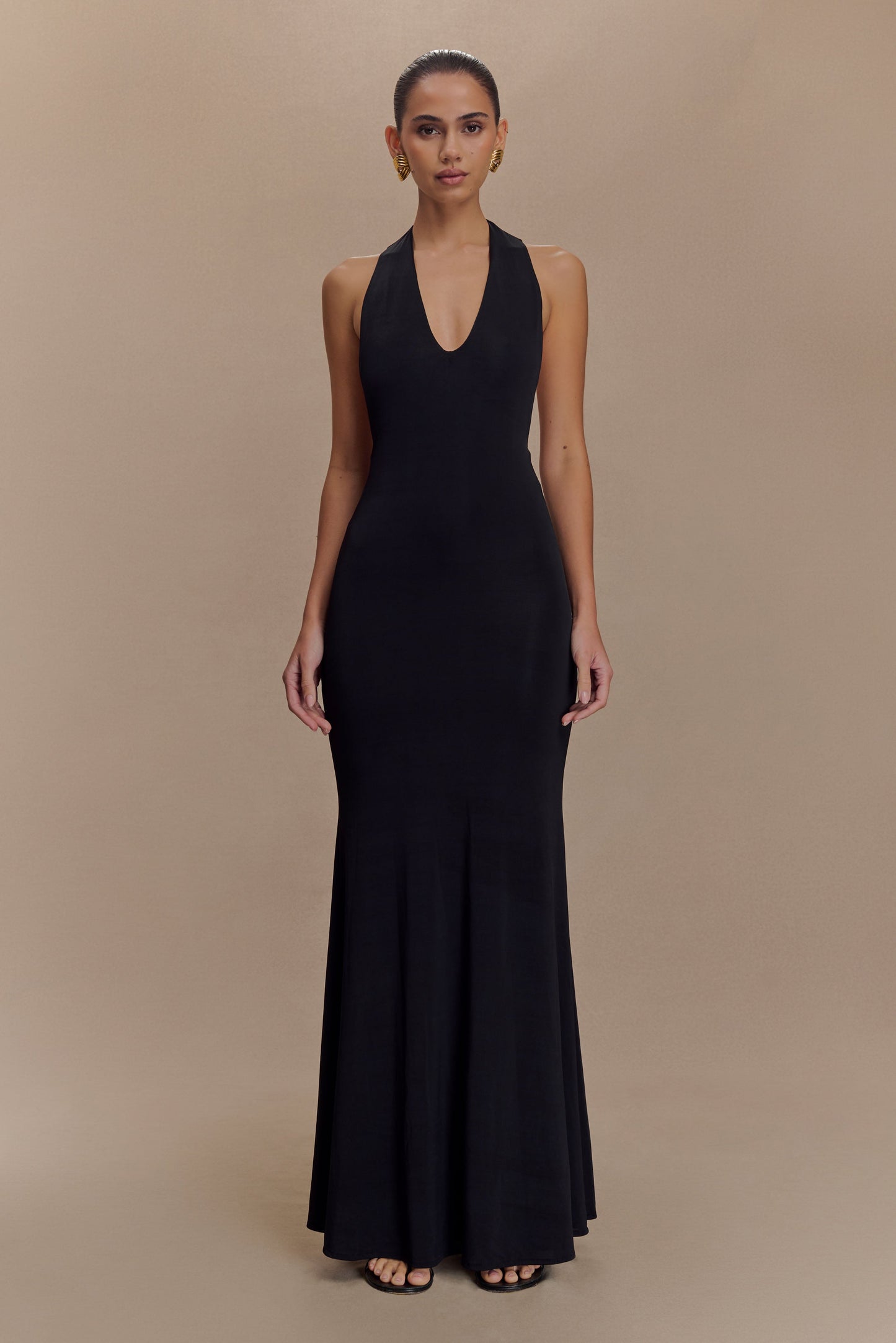 Elke Robe Maxi Décolleté en V - Noir