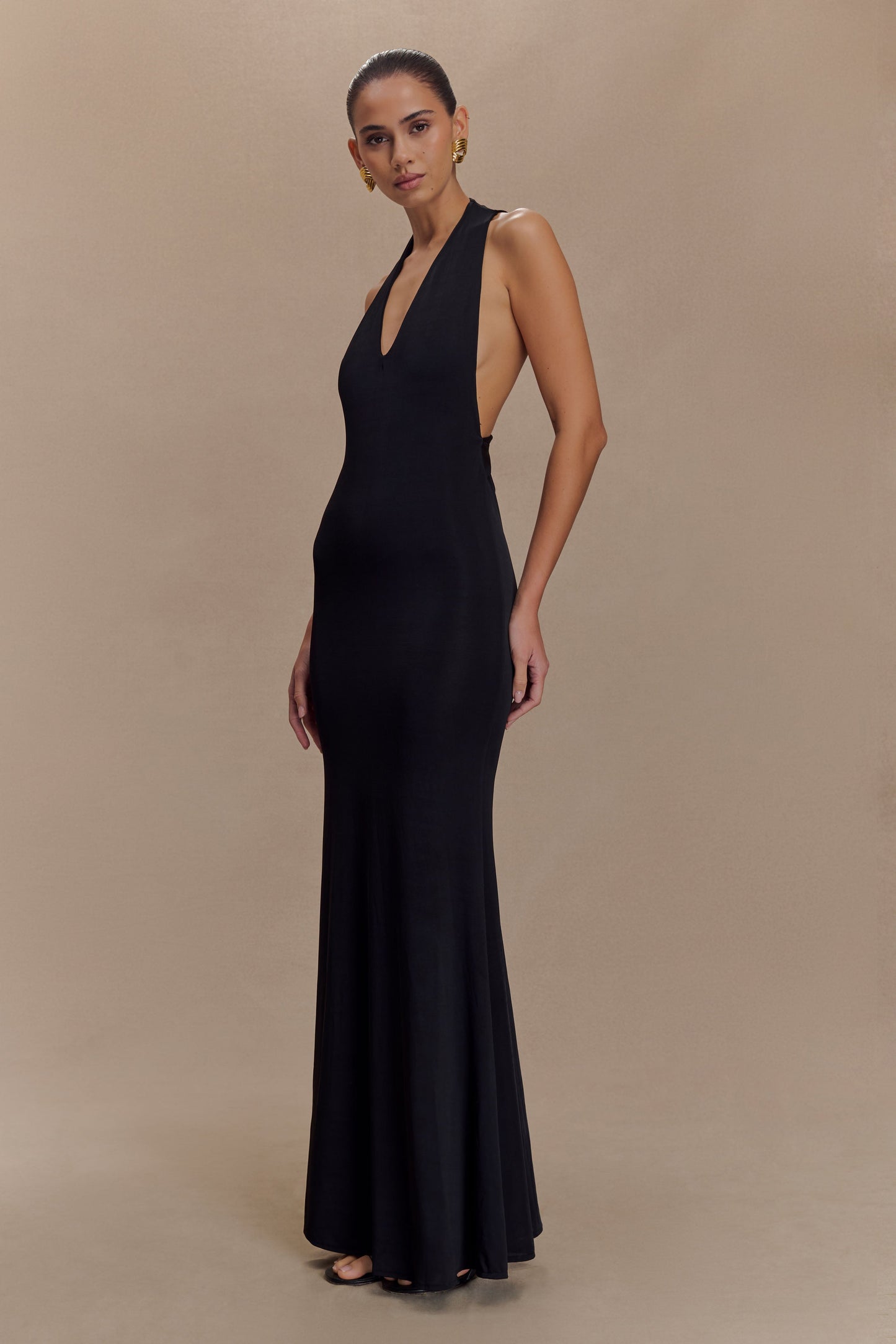 Elke Robe Maxi Décolleté en V - Noir