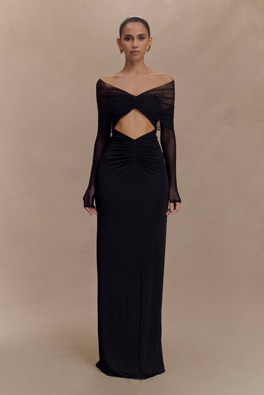 Robe Maxi Rafaella en Jersey et Maille - Noir