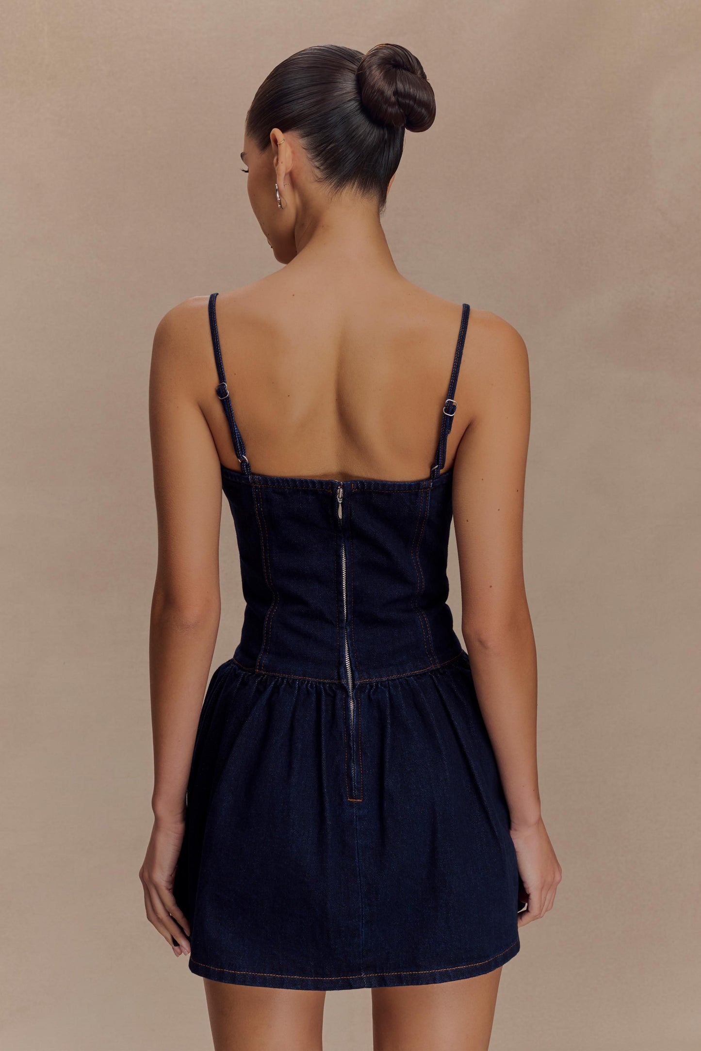 Mini-robe en jean à volants Cheyenne - Bleu indigo