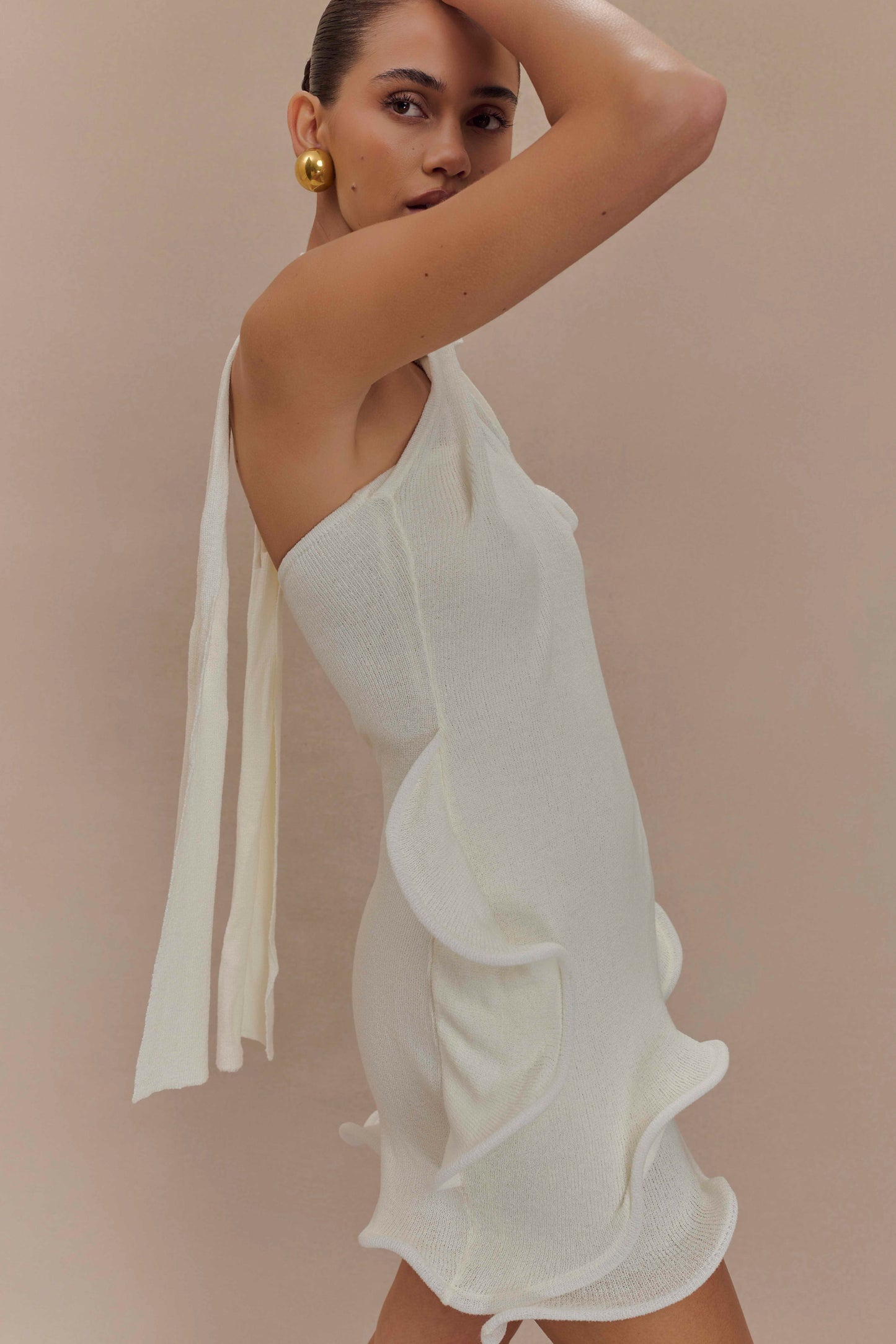 Mini-robe Caprice en jersey à col montant - Blanc