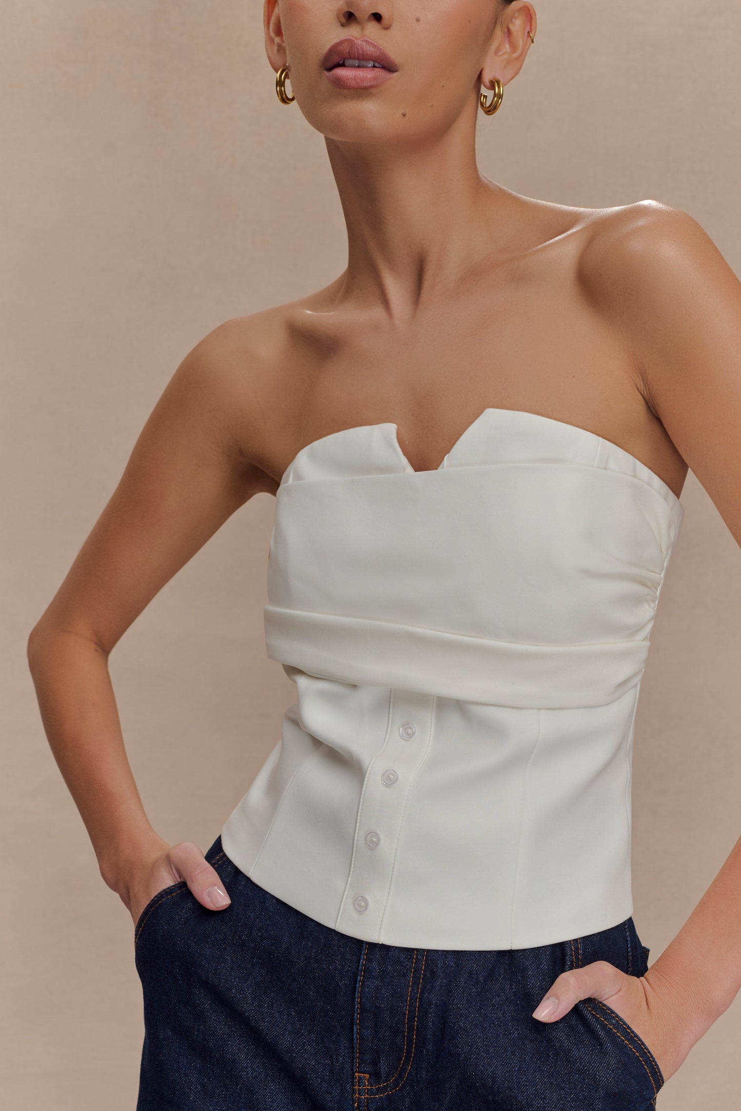 Haut en coton sans bretelles Zillah - Blanc