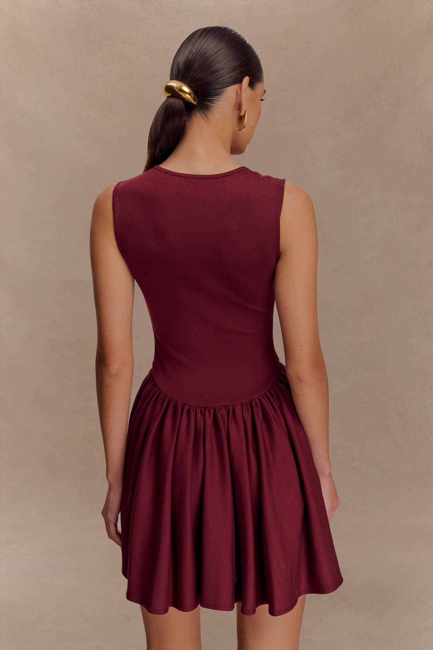 Mini-robe en jersey scuba Sharon - Vin rouge