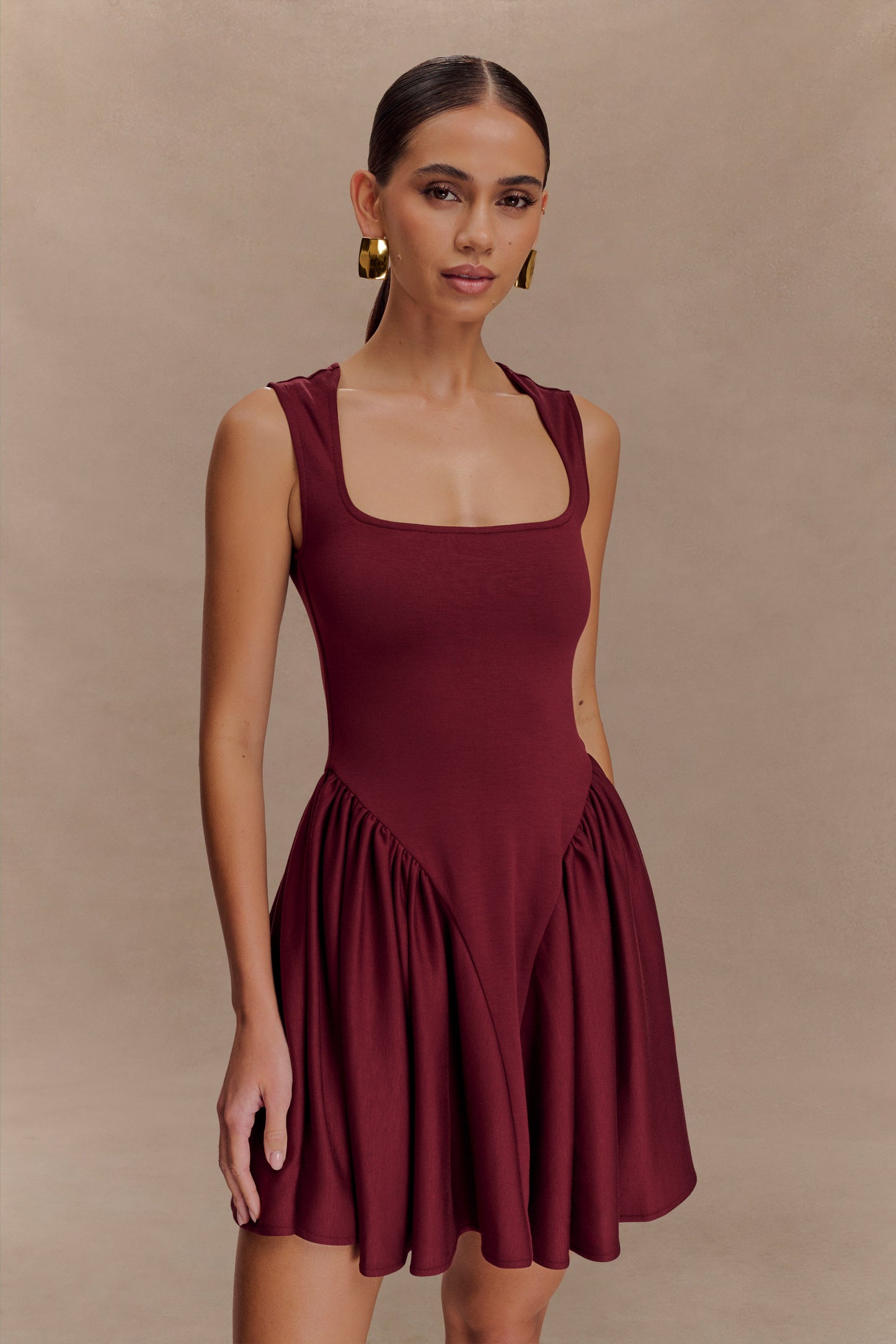 Mini-robe en jersey scuba Sharon - Vin rouge