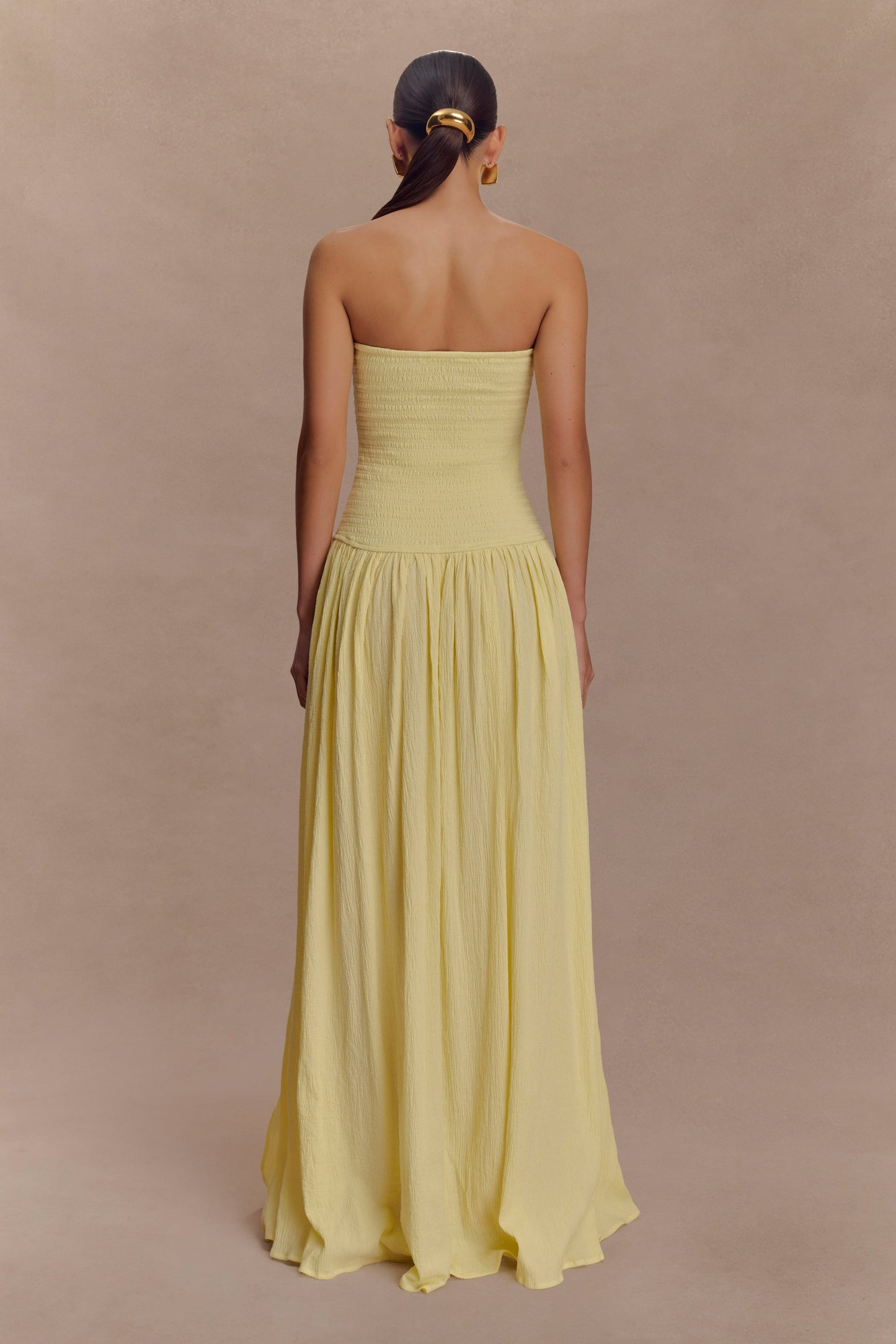 Maureen Robe Maxi en Coton à Plis - Citron