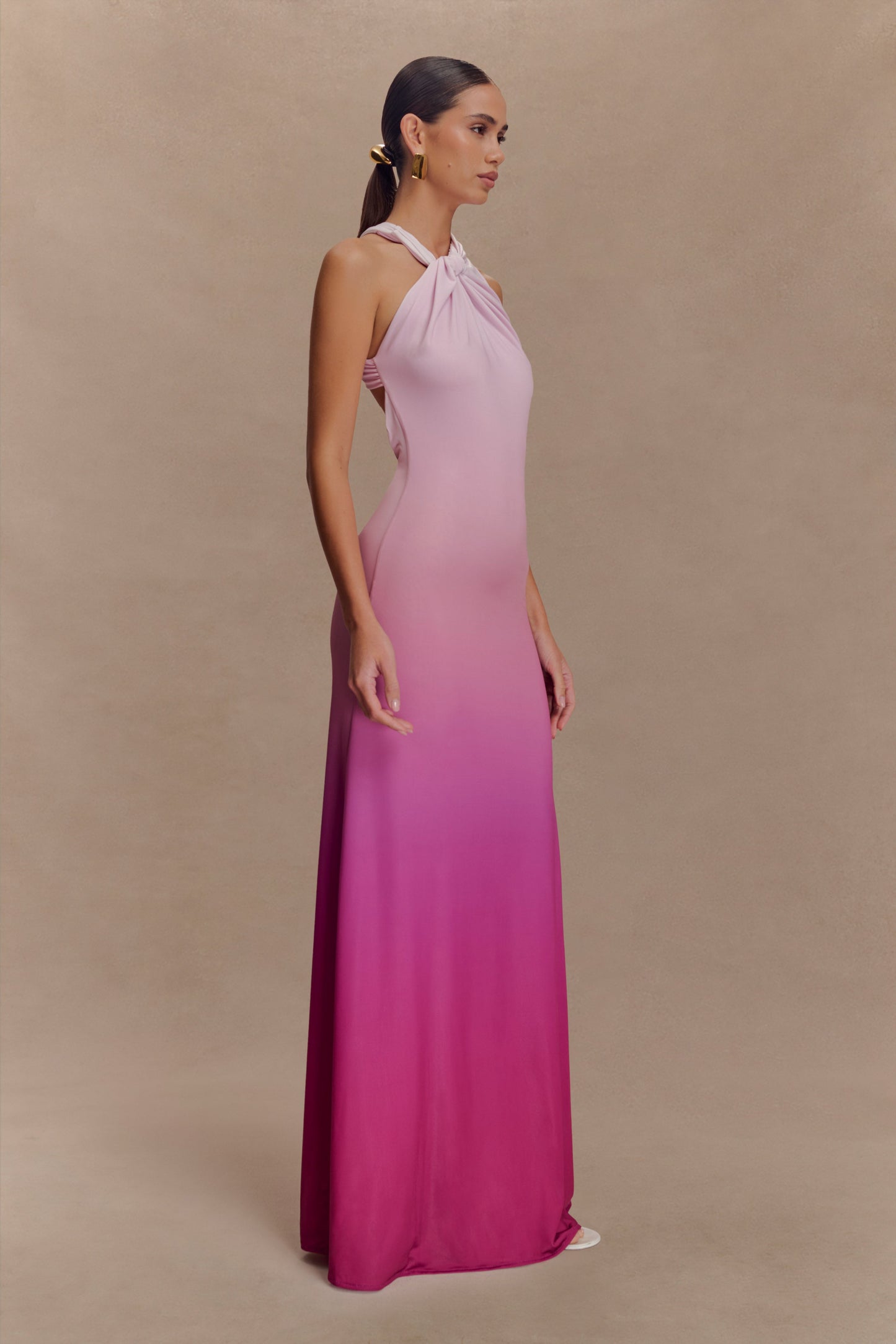 Marlee Robe Maxi Asymétrique et Étroite - Rose Ombré