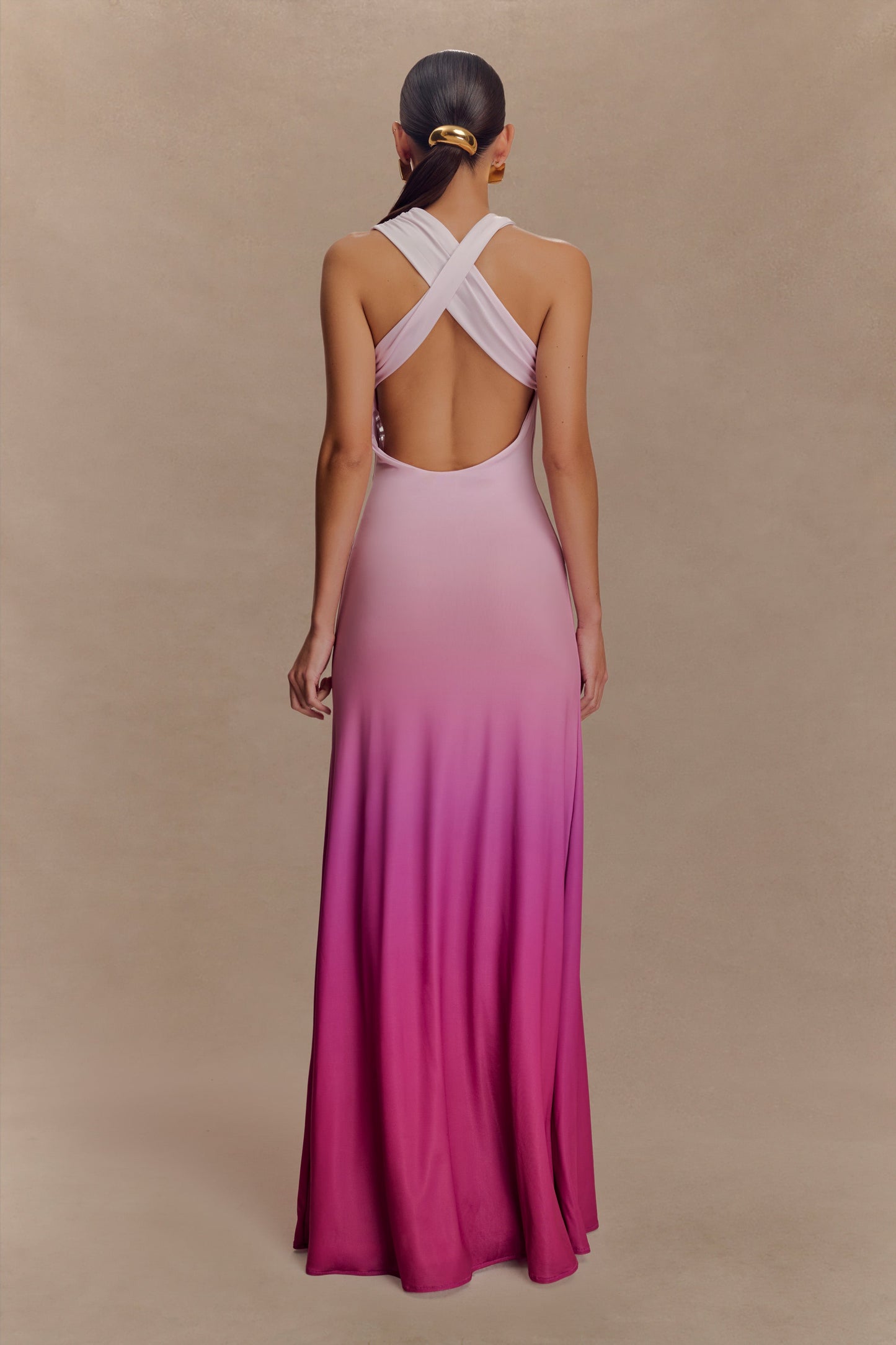 Marlee Robe Maxi Asymétrique et Étroite - Rose Ombré