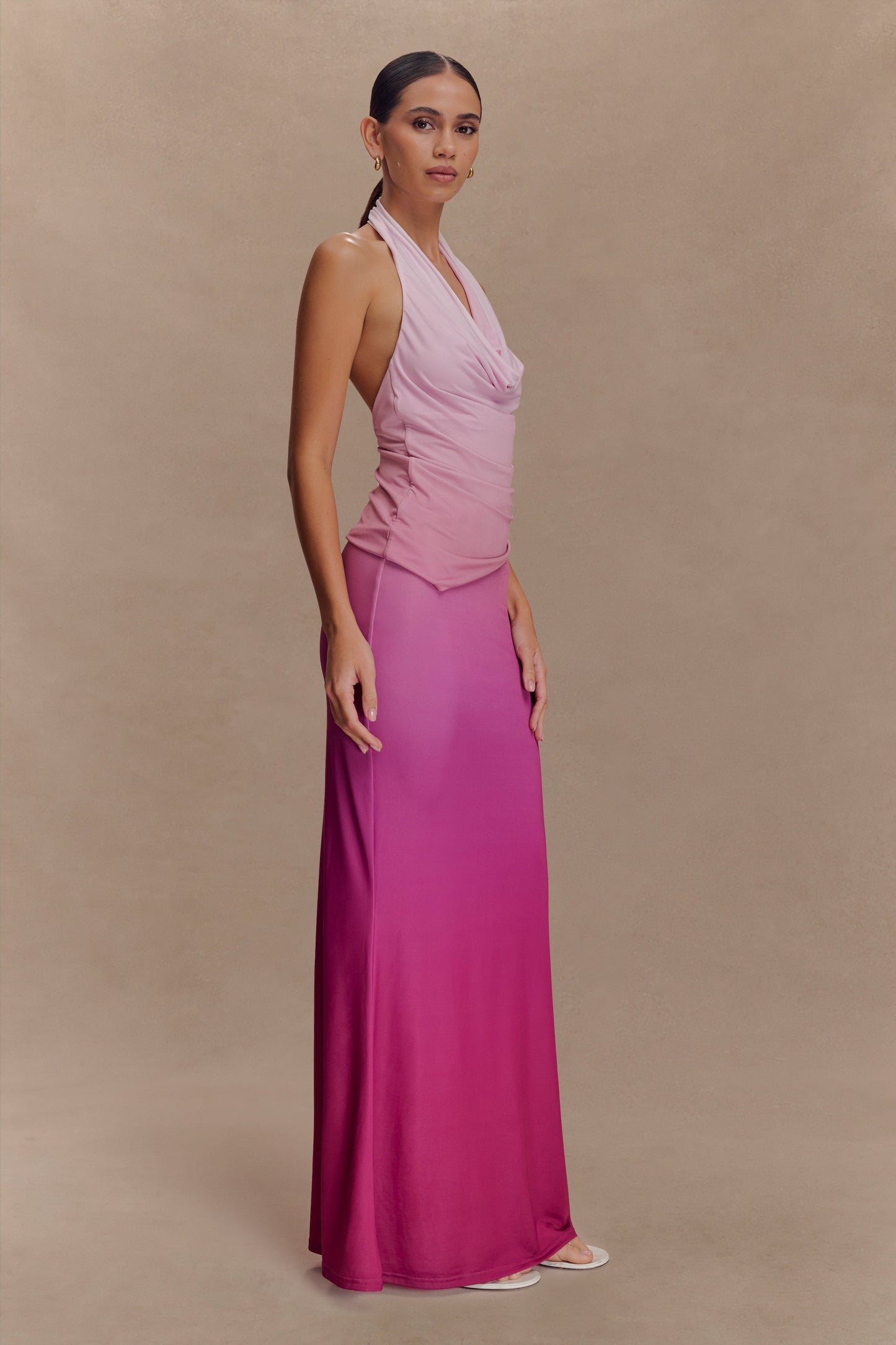 Jupe Maxi Bruna en Mousseline de Soie - Rose Ombré