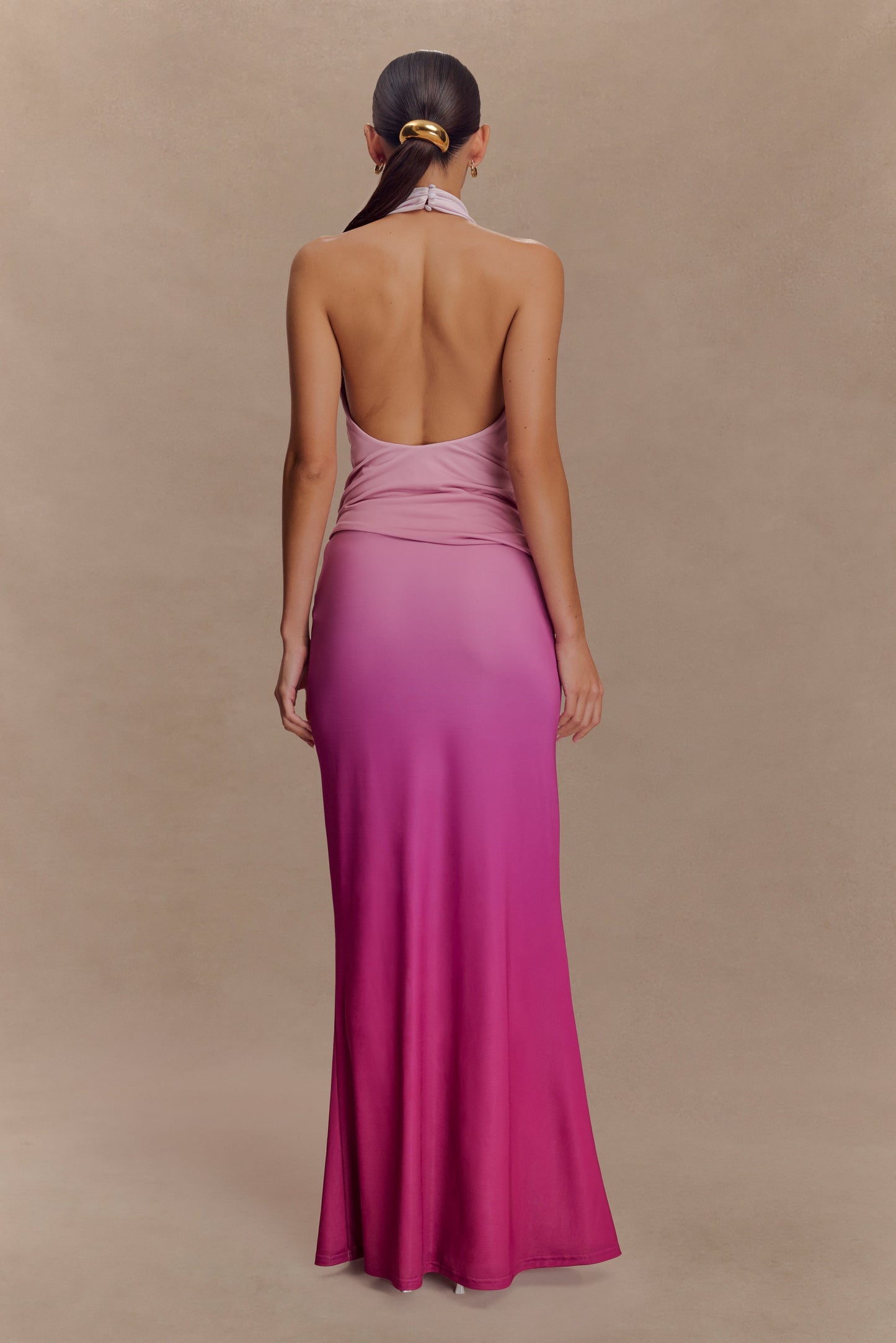 Jupe Maxi Bruna en Mousseline de Soie - Rose Ombré