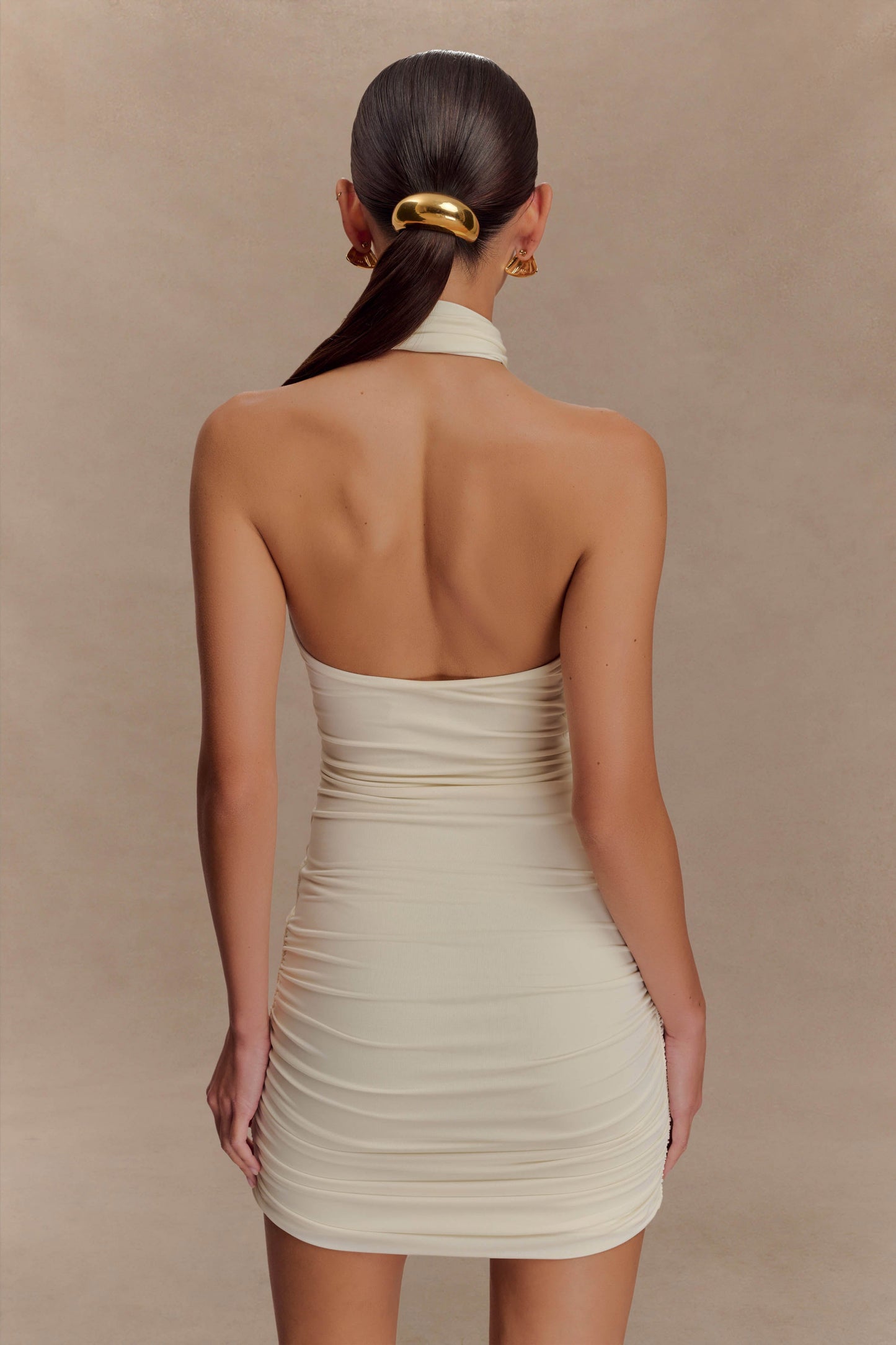 Mariposa Robe Mini Halter Élastique - Ivoire