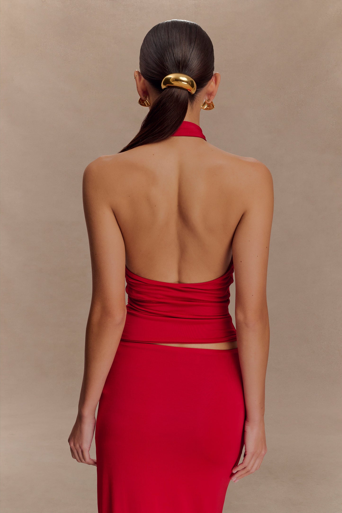 Mariposa Haut-col encolure halter - Rouge